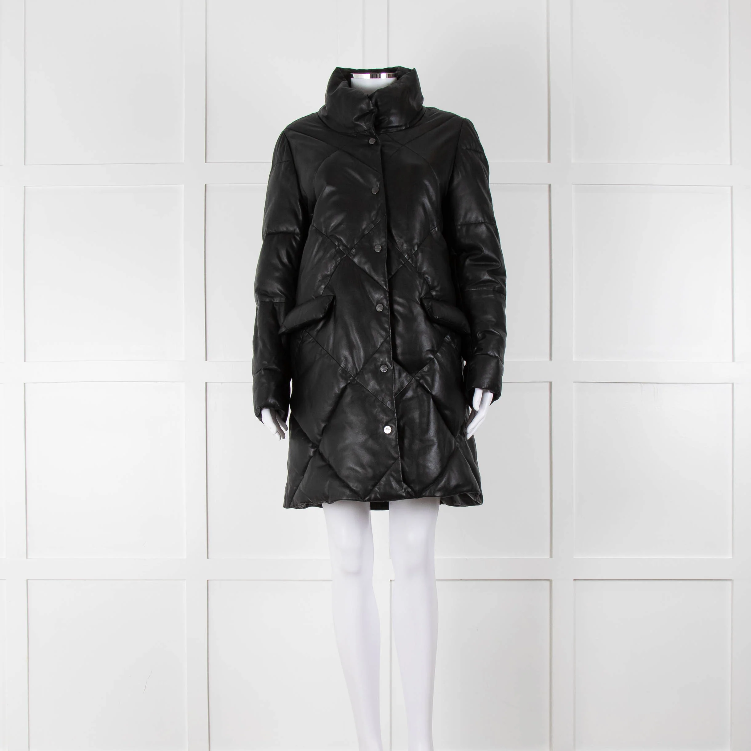 Max & Moi Black Padded Leather Coat