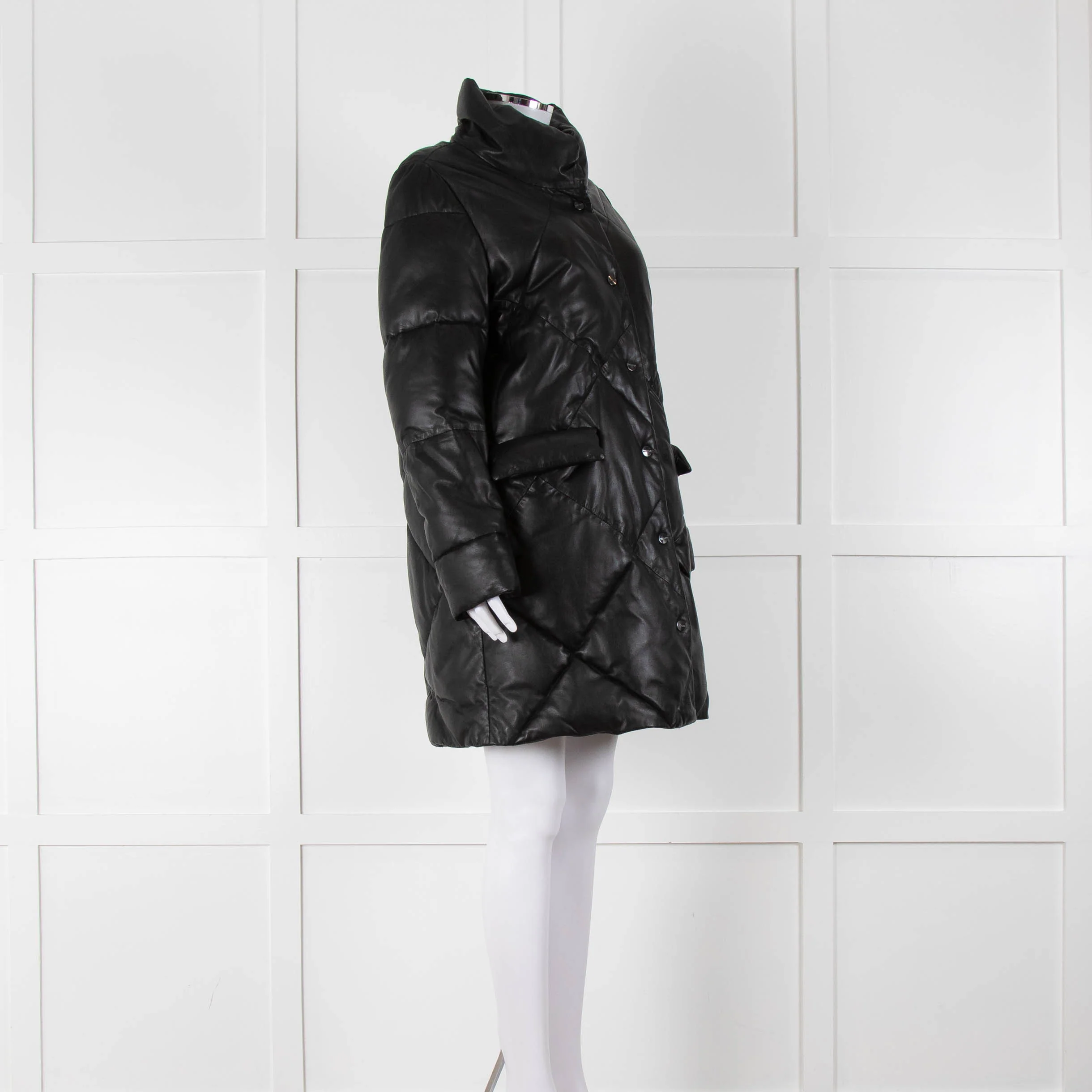 Max & Moi Black Padded Leather Coat - Image 2