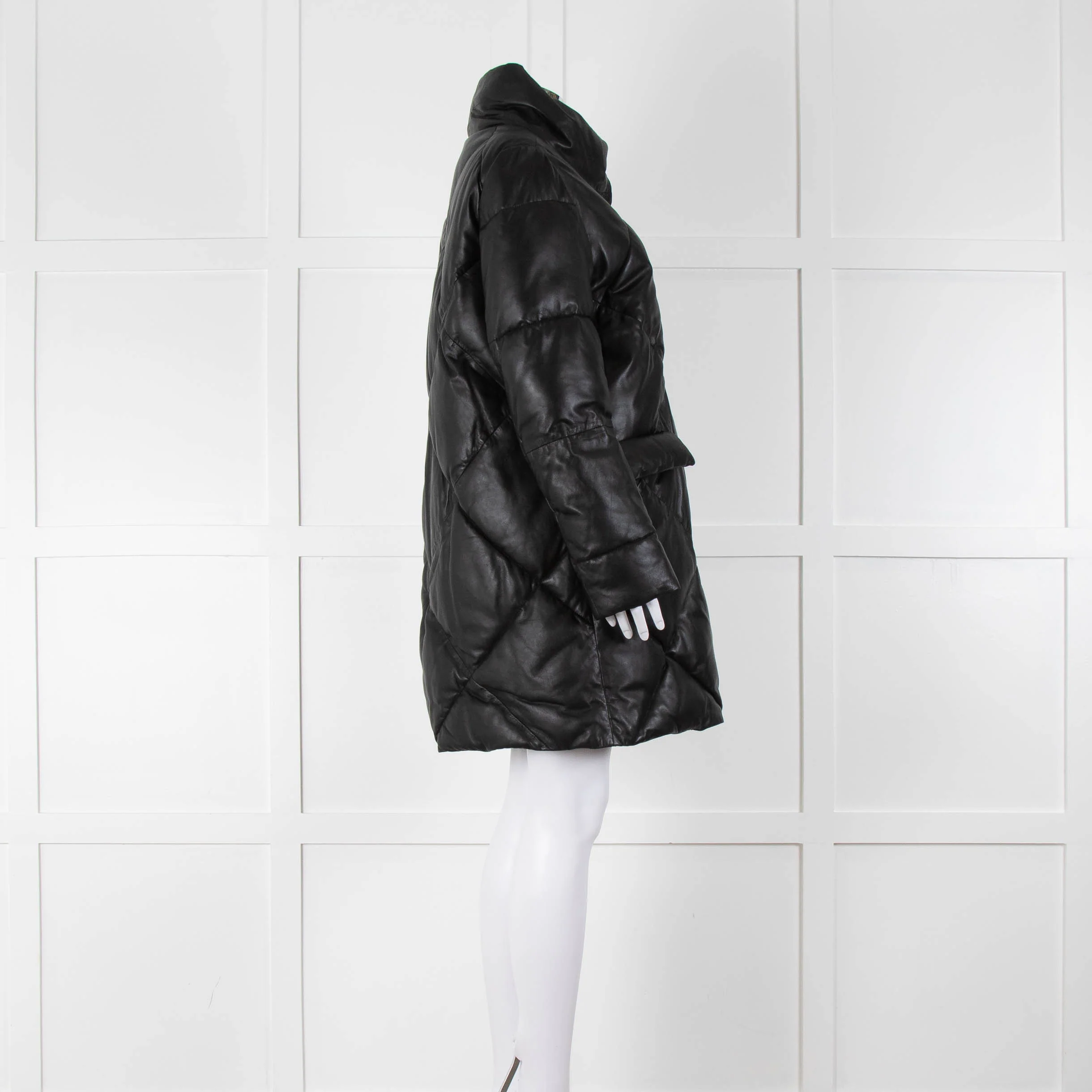 Max & Moi Black Padded Leather Coat - Image 3