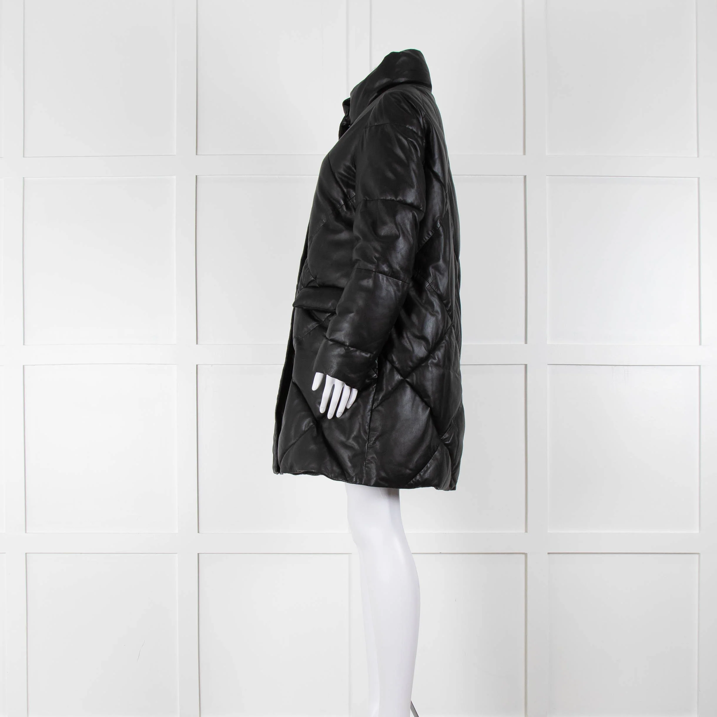 Max & Moi Black Padded Leather Coat - Image 7