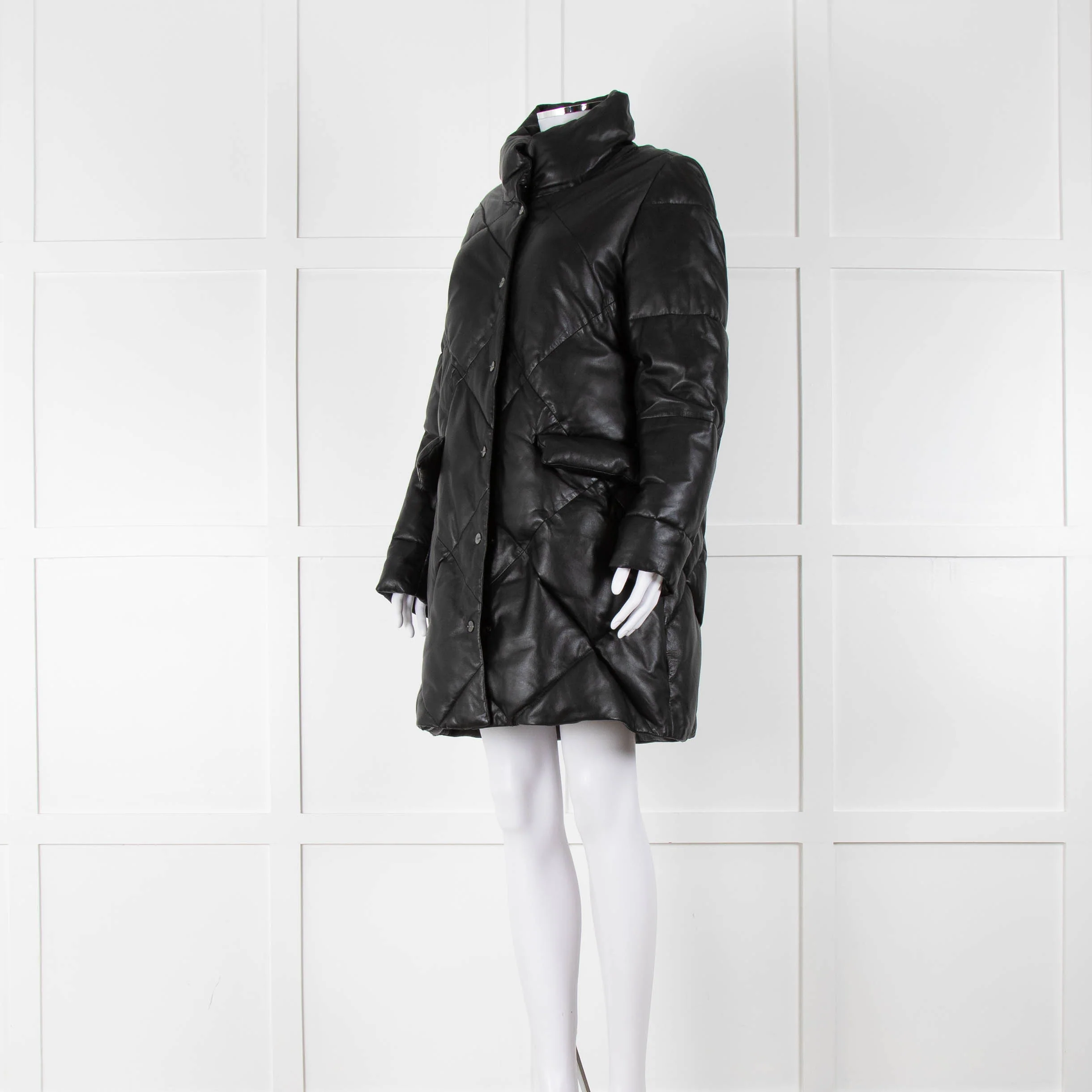 Max & Moi Black Padded Leather Coat - Image 8