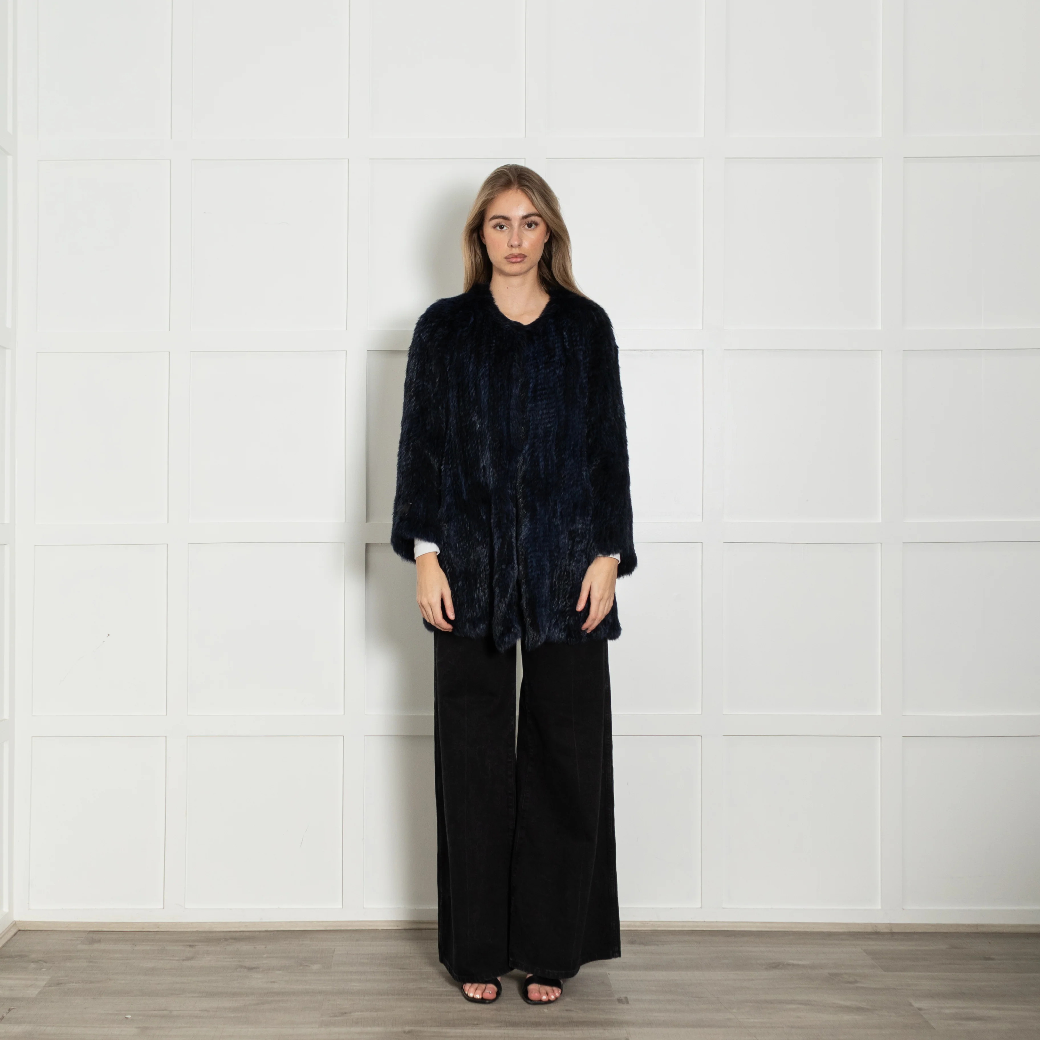 Max & Moi Blue & Black Rabbit Jacket