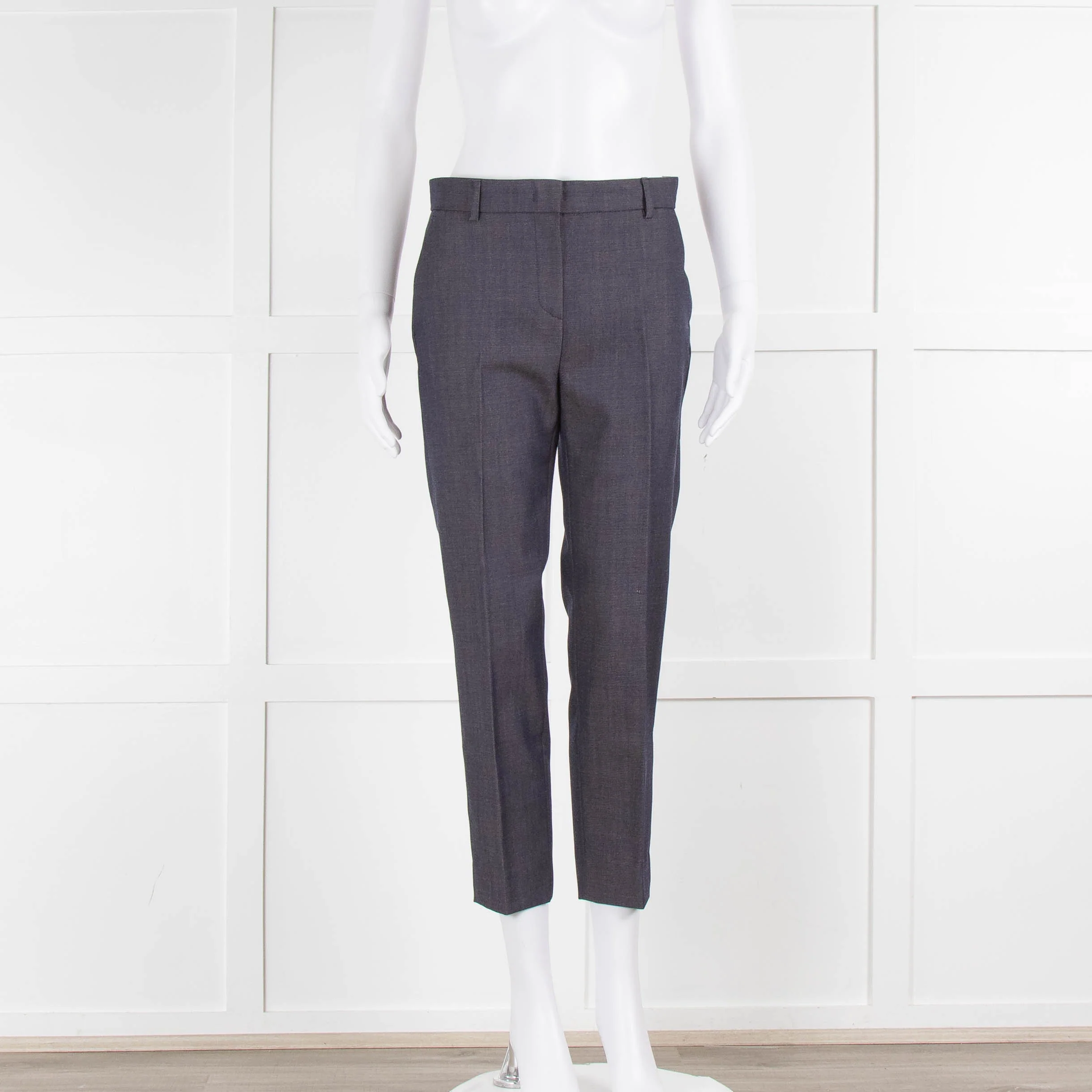 Max & Co Blue Denim Look Wool Slim Leg Trousers