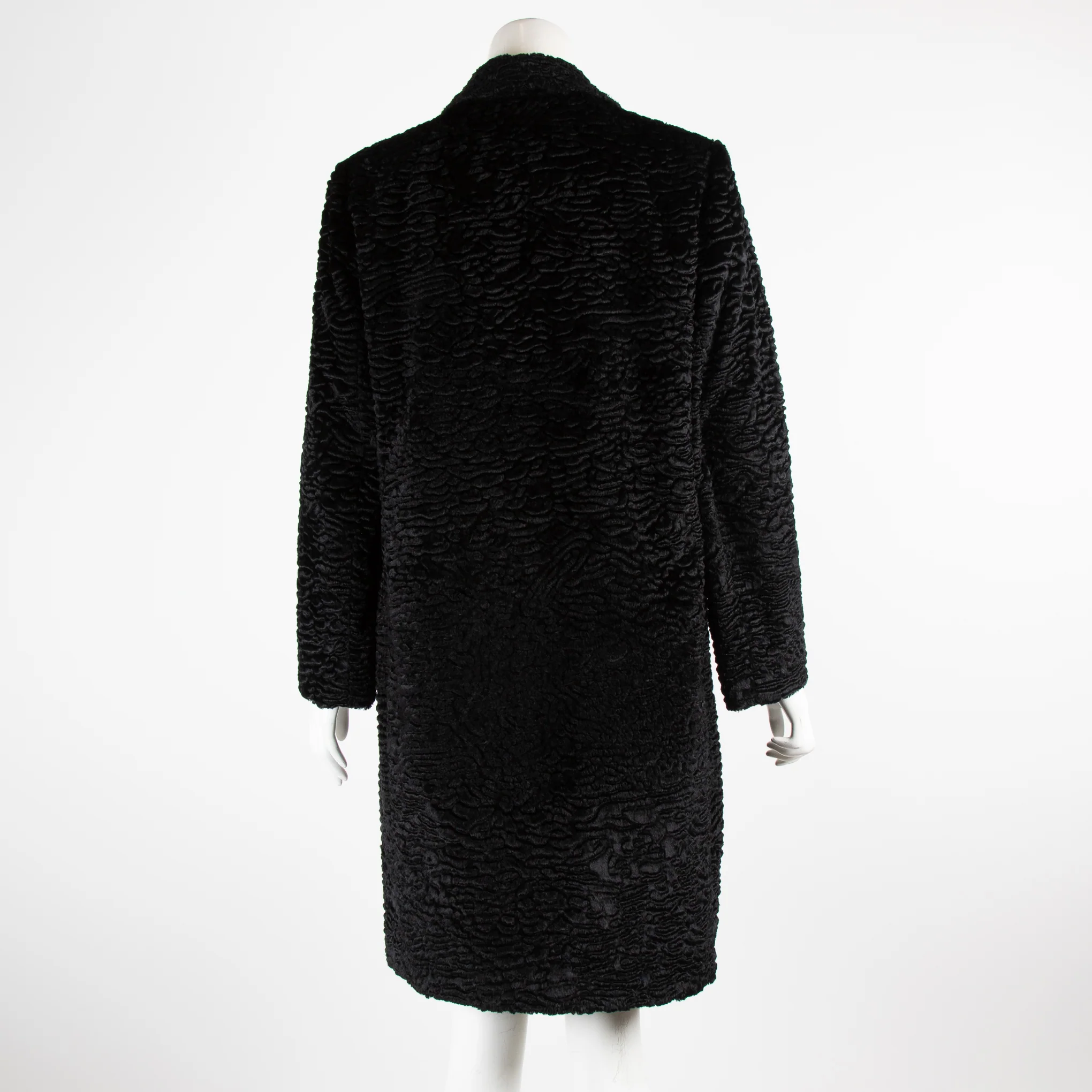 MaxMara Black Shorn Faux Fur Coat - Image 3