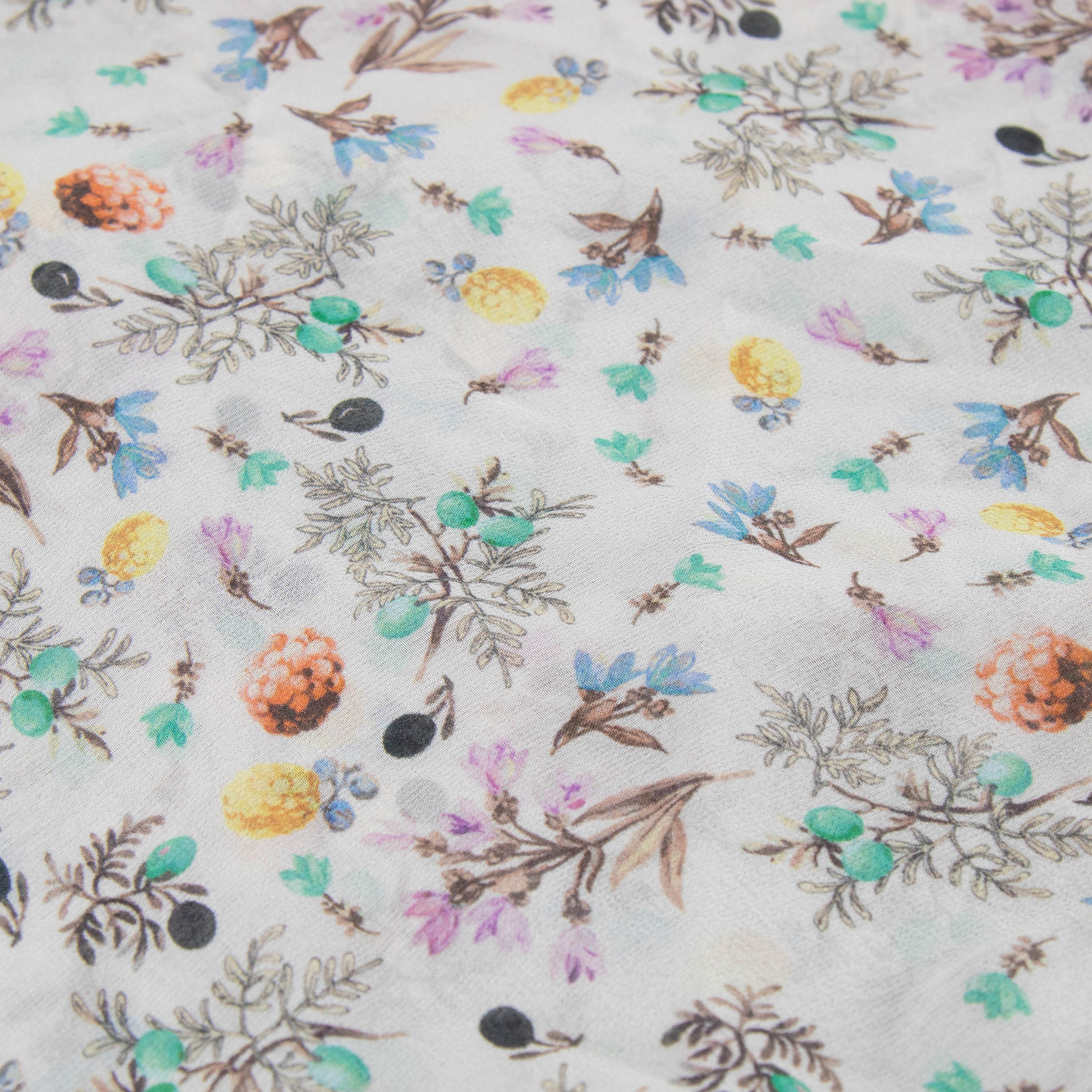 MaxMara Taupe Floral Chiffon Scarf - Image 3