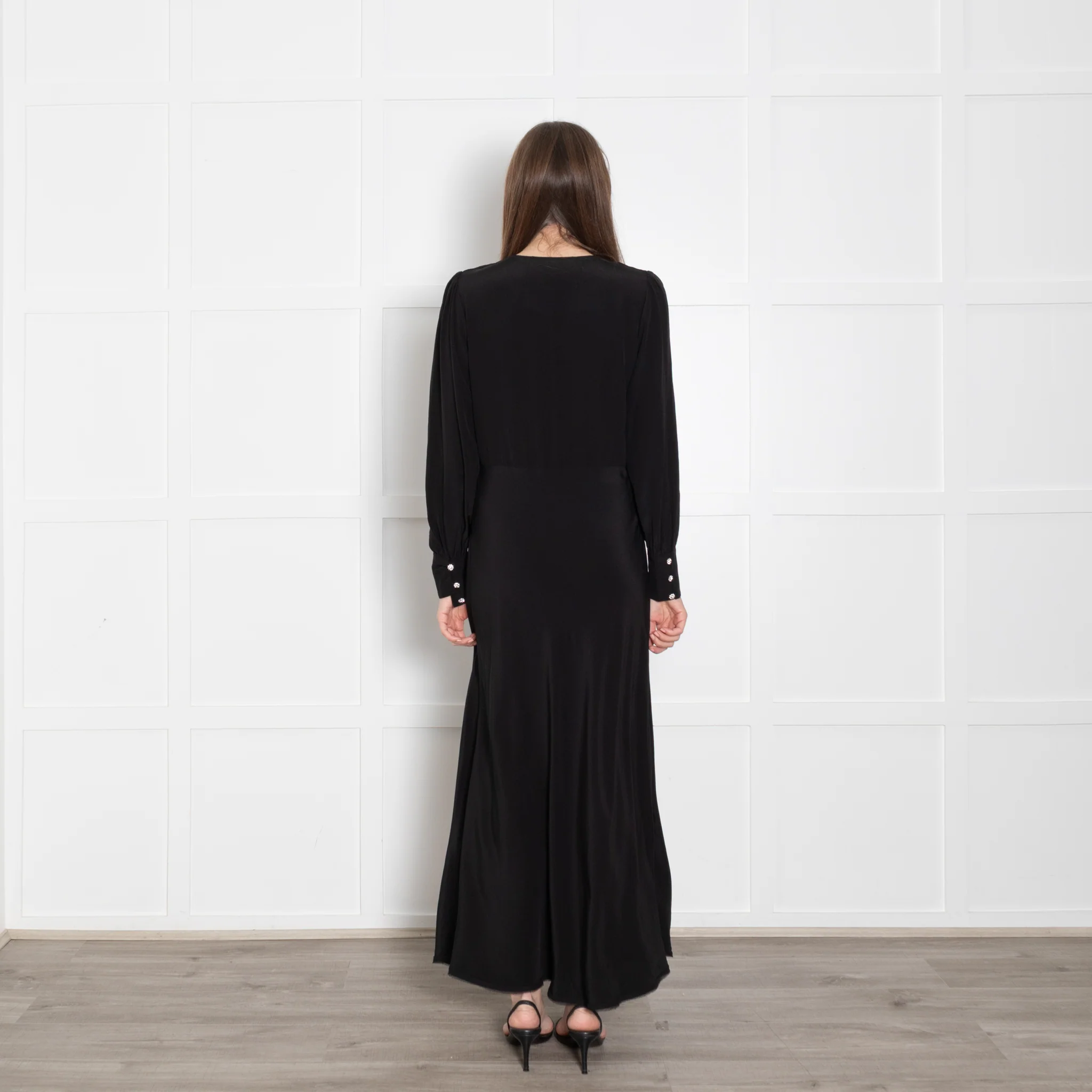McQ Black Diamante Button Detail Maxi Dress - Image 5