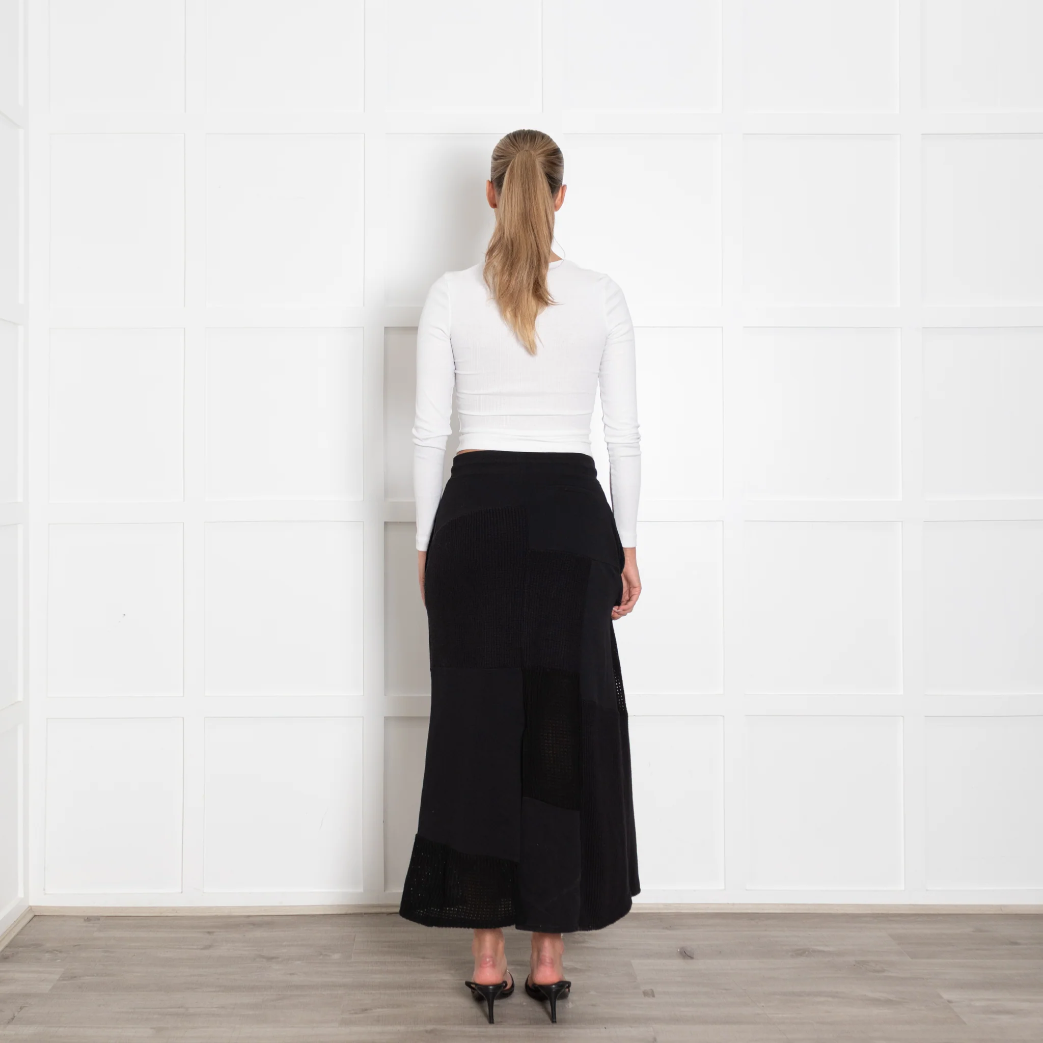 MCQ Black Knitted+String Detail Cotton Skirt - Image 5