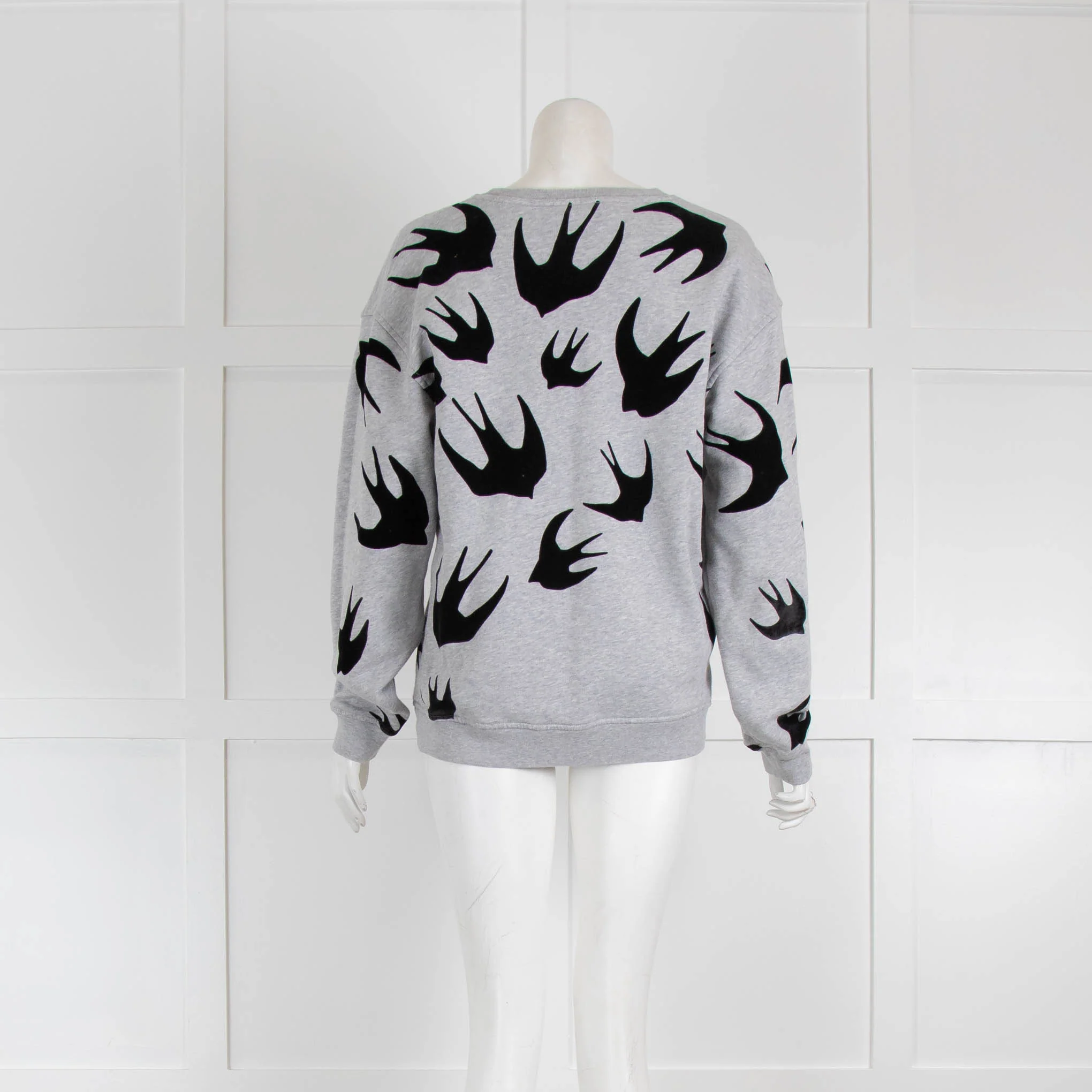 McQ Grey Sweatshirt with Black Swallows - Image 3