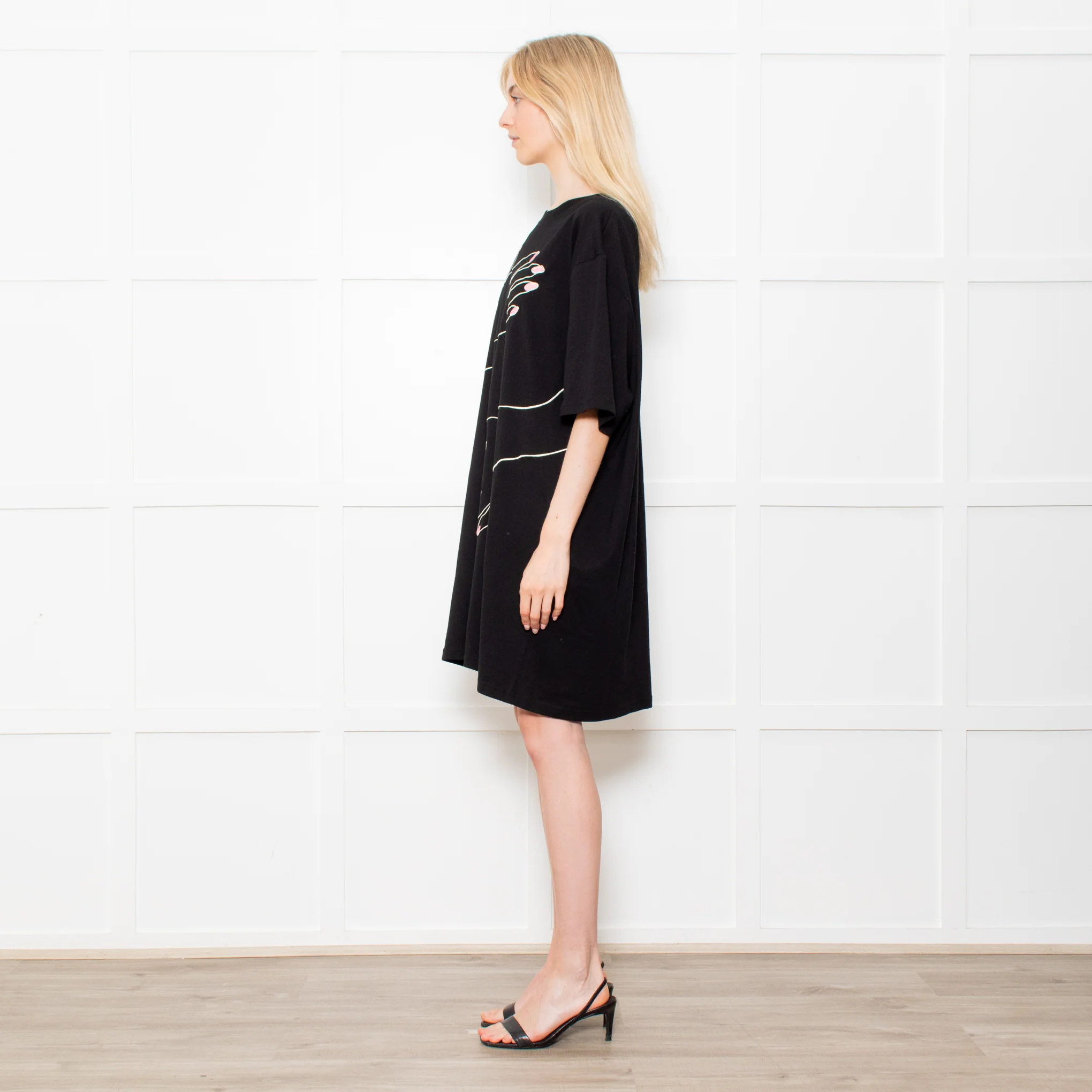 McQueen Black T Shirt Dress With Two Hand Print - Image 4