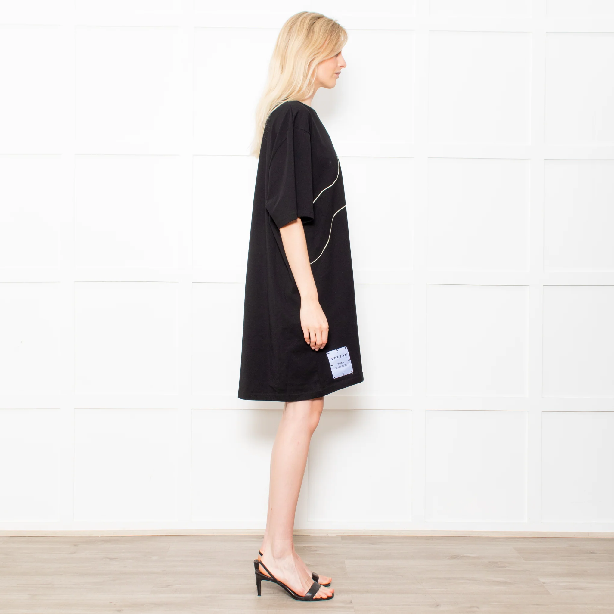 McQueen Black T Shirt Dress With Two Hand Print - Image 6