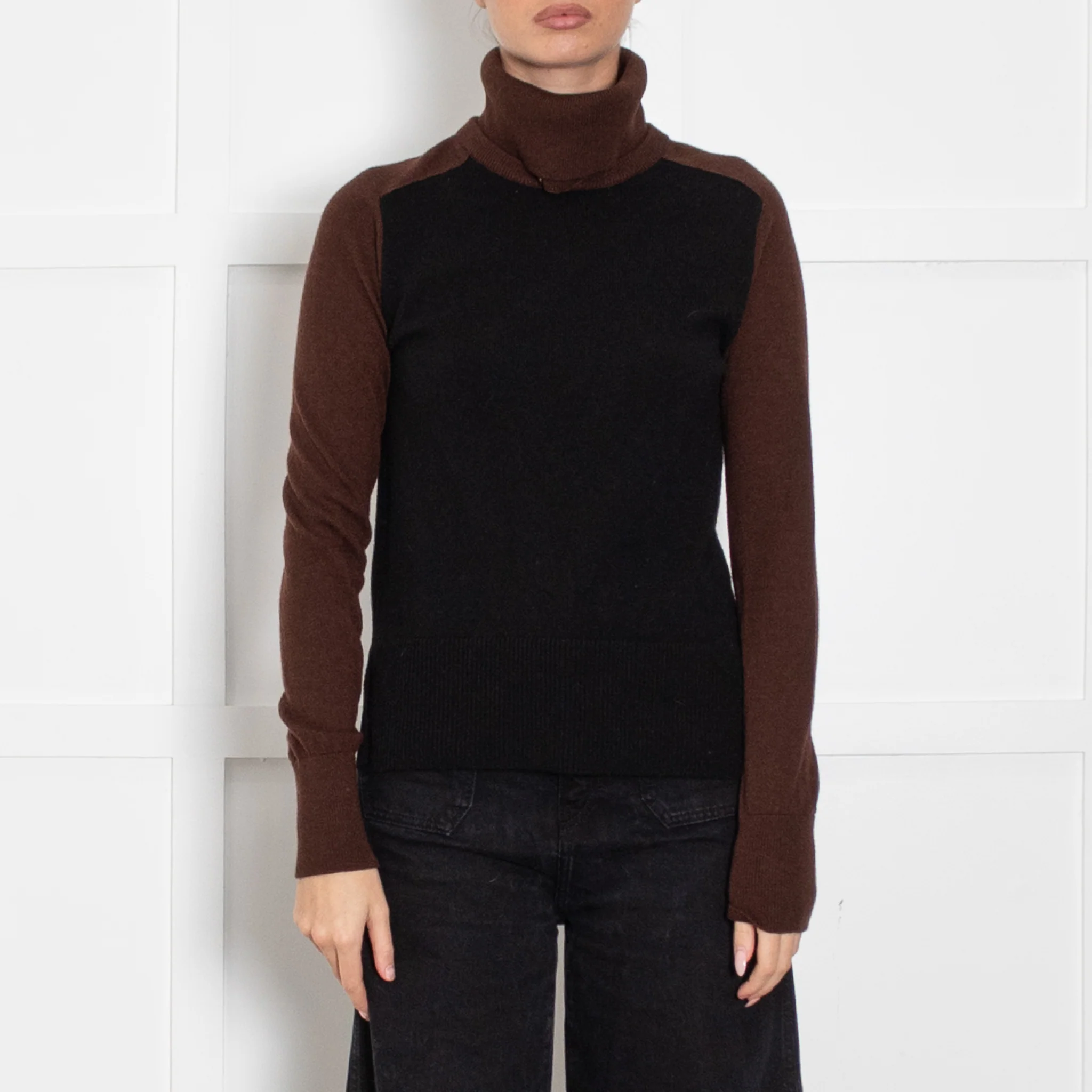 Me + Em Black And Brown Jumper With Detachable Roll Neck - Image 2