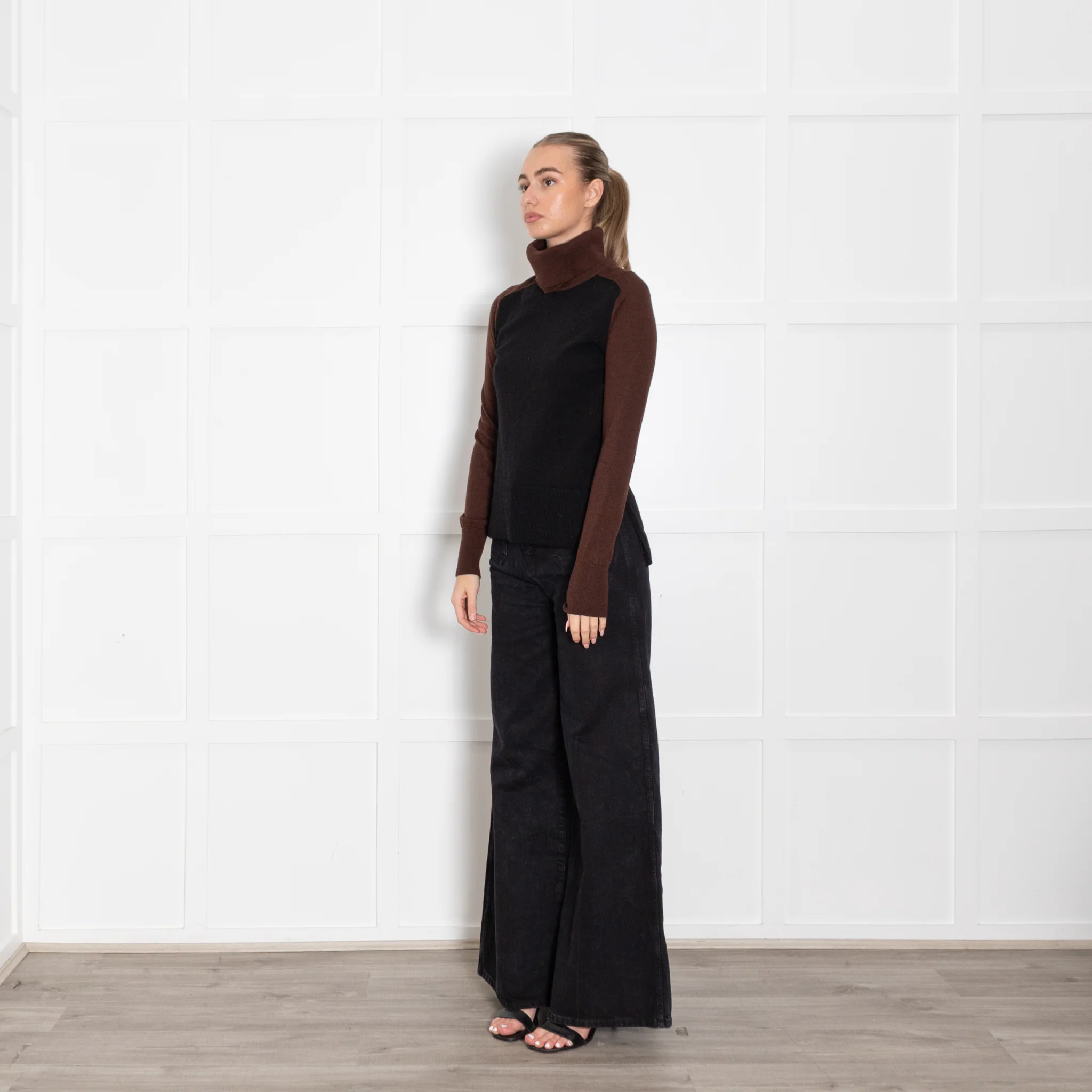 Me + Em Black And Brown Jumper With Detachable Roll Neck - Image 3
