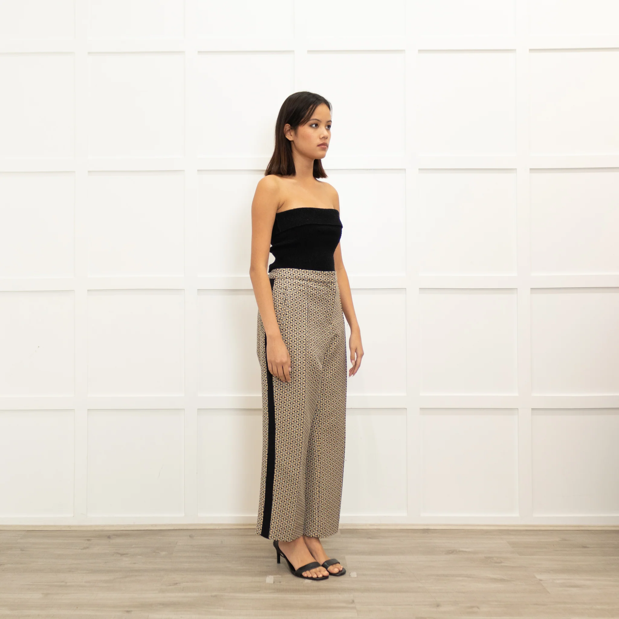 Me + Em Black Beige Side Stripe Trousers - Image 3