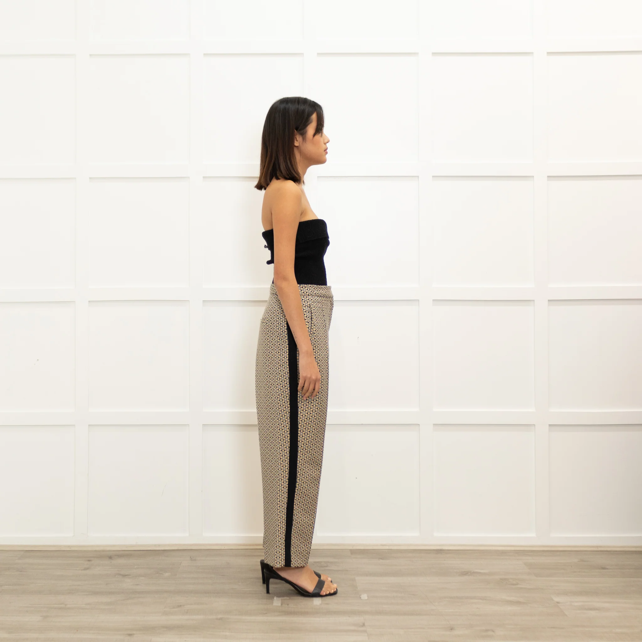 Me + Em Black Beige Side Stripe Trousers - Image 6