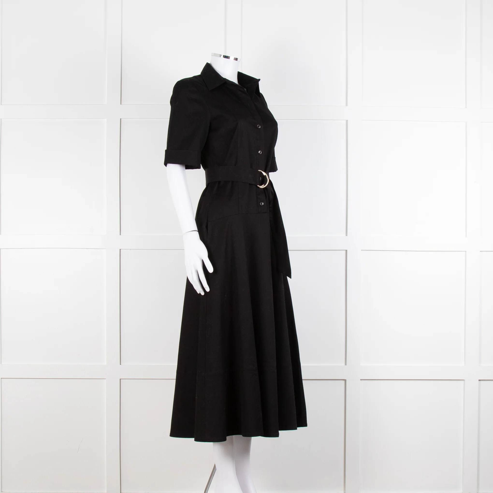 Me + Em Black Belted Midi Shirt Dress - Image 2