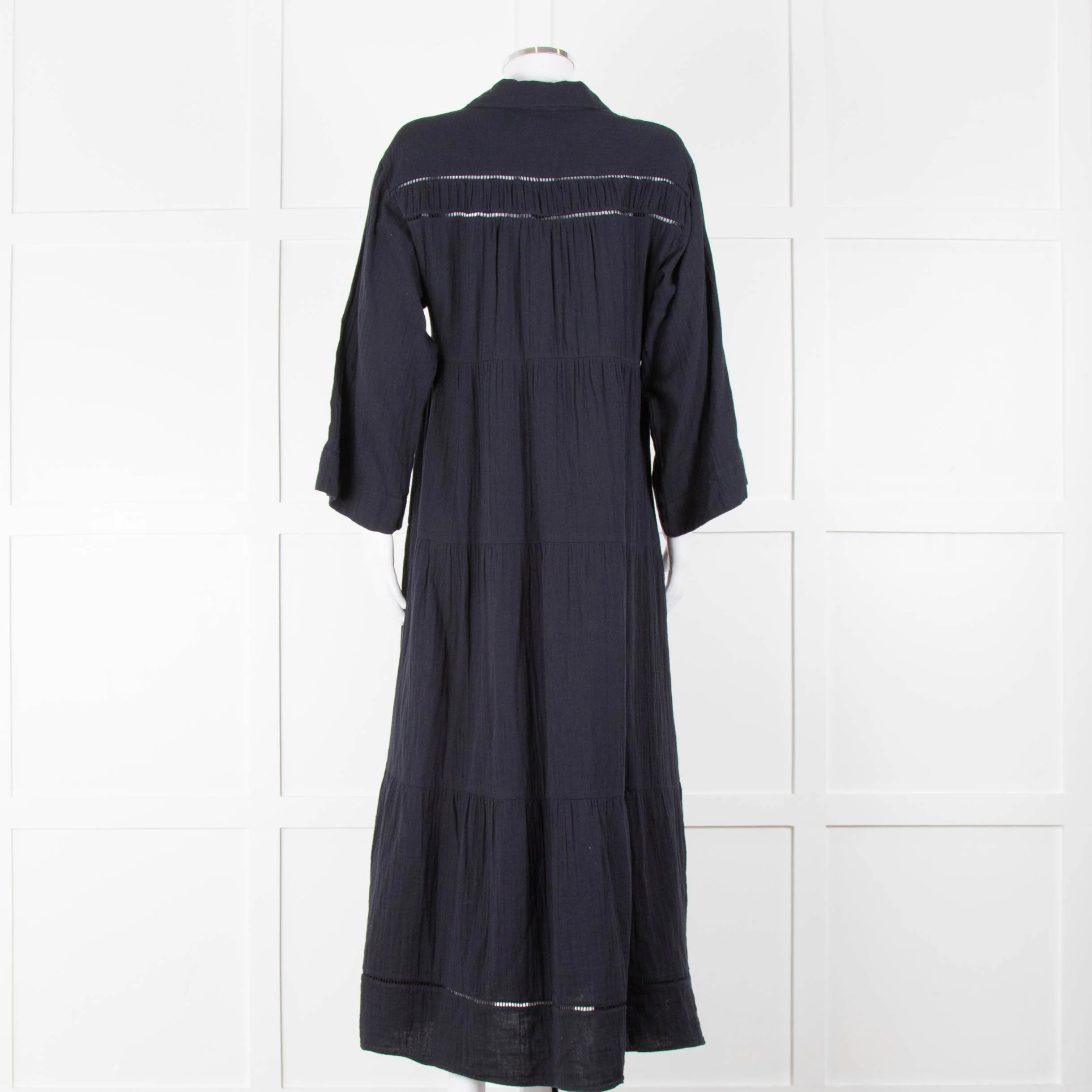 ME + EM Navy Blue Cheese Cloth Tiered Maxi Dress - Image 5