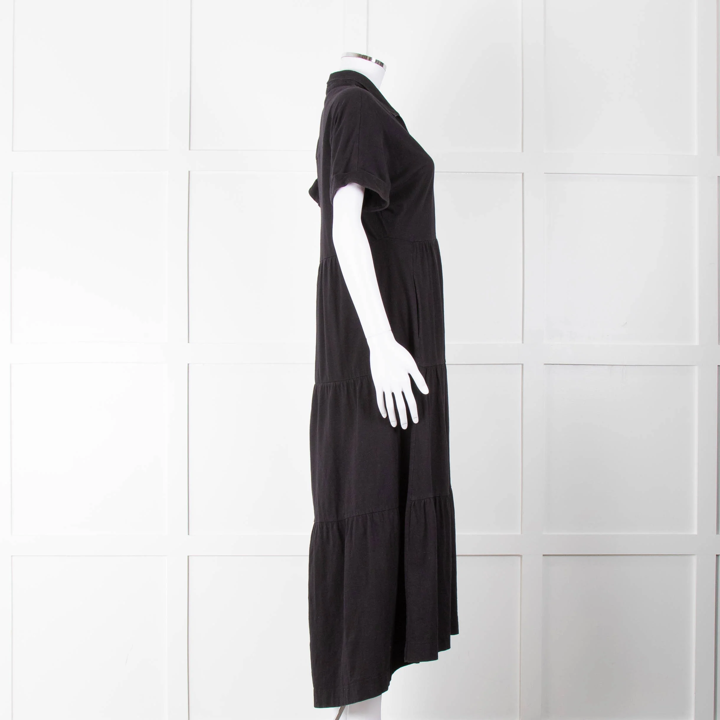 ME + EM Black Cotton Tiered Dress - Image 3