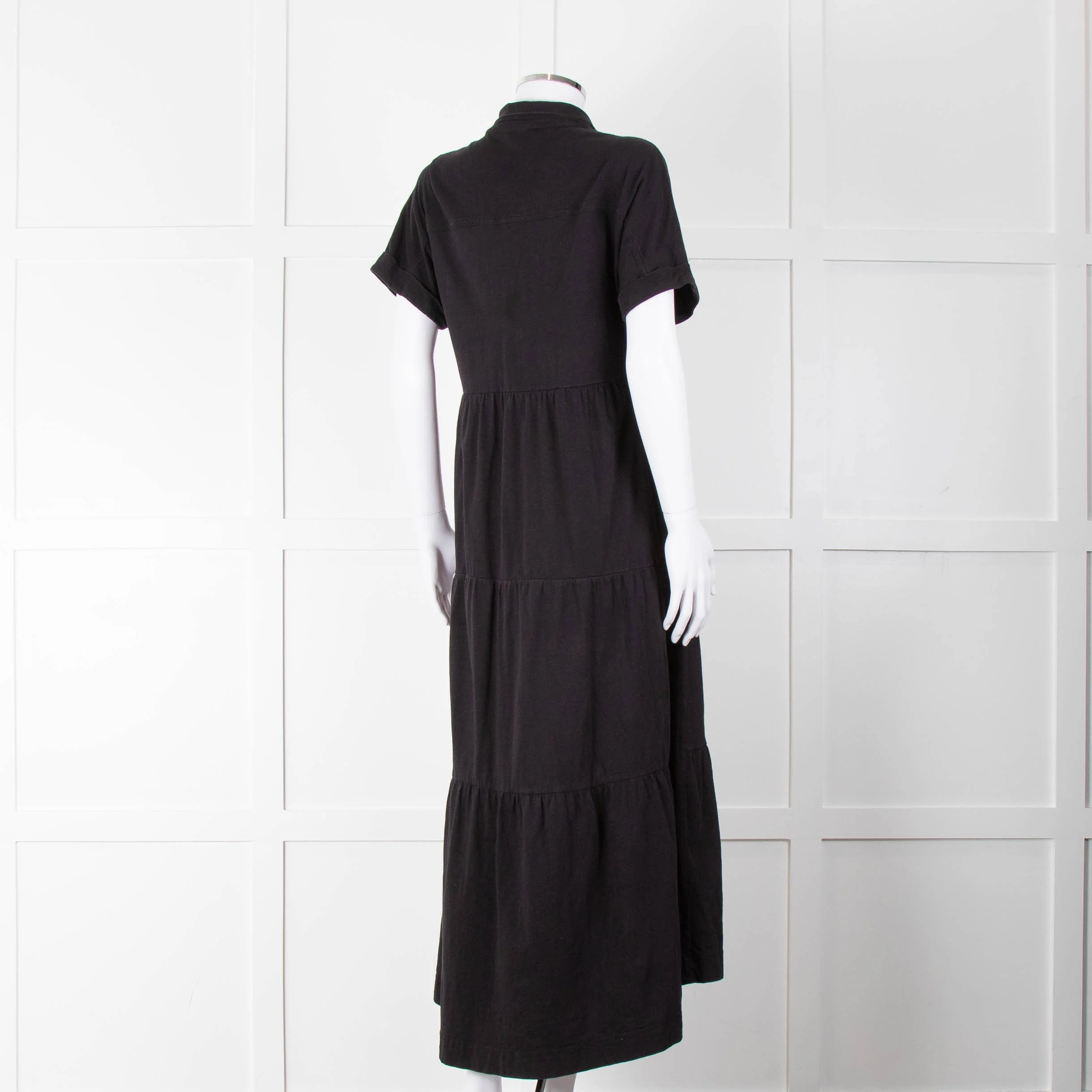 ME + EM Black Cotton Tiered Dress - Image 4