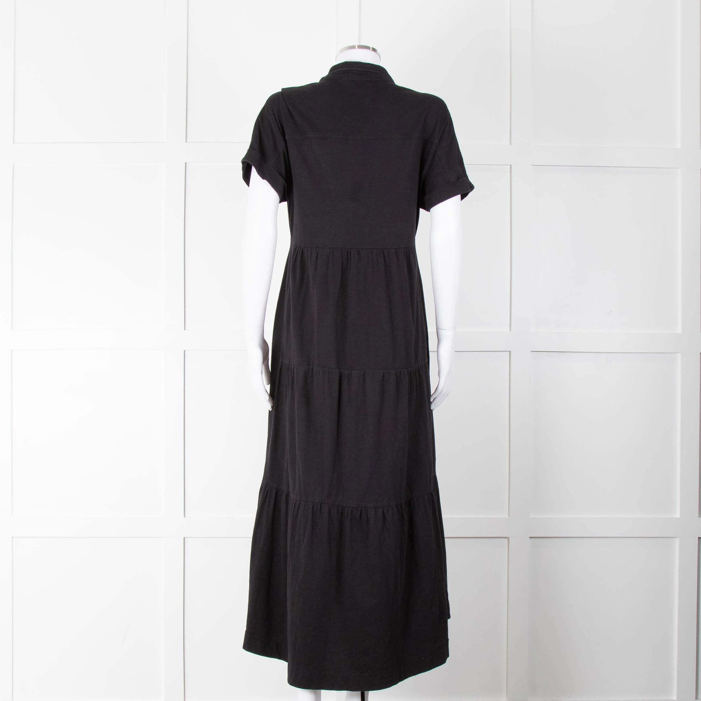 ME + EM Black Cotton Tiered Dress - Image 5