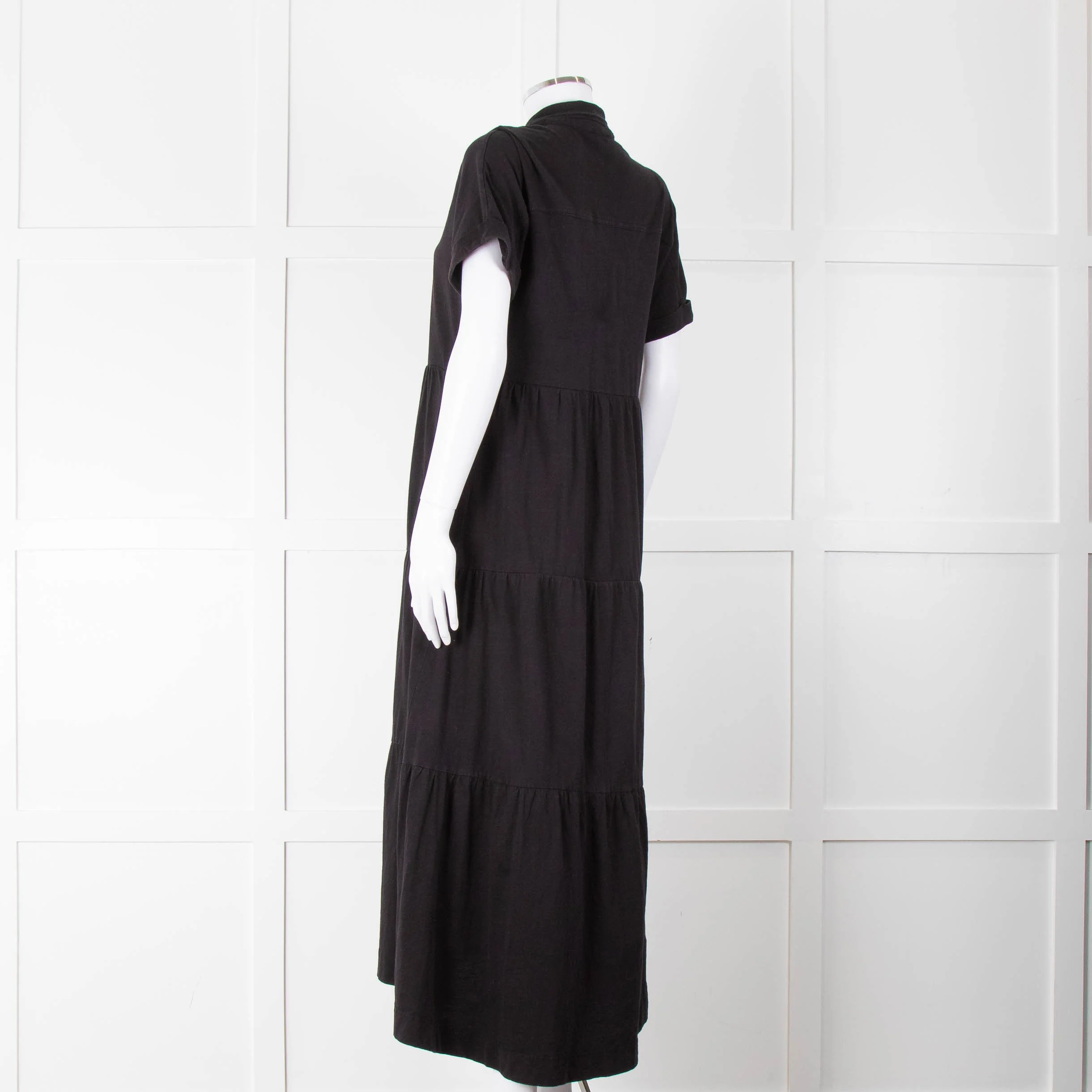 ME + EM Black Cotton Tiered Dress - Image 6
