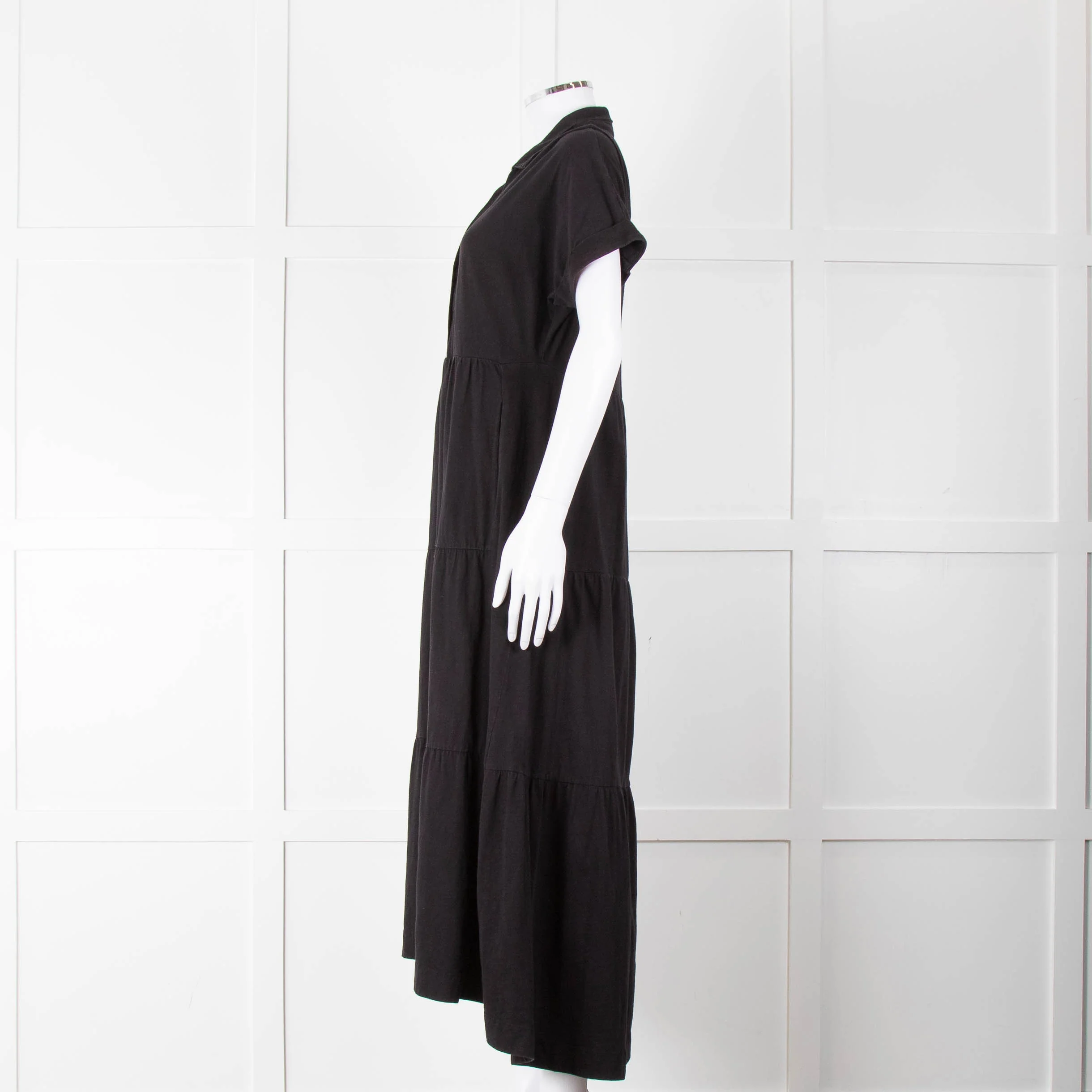 ME + EM Black Cotton Tiered Dress - Image 7