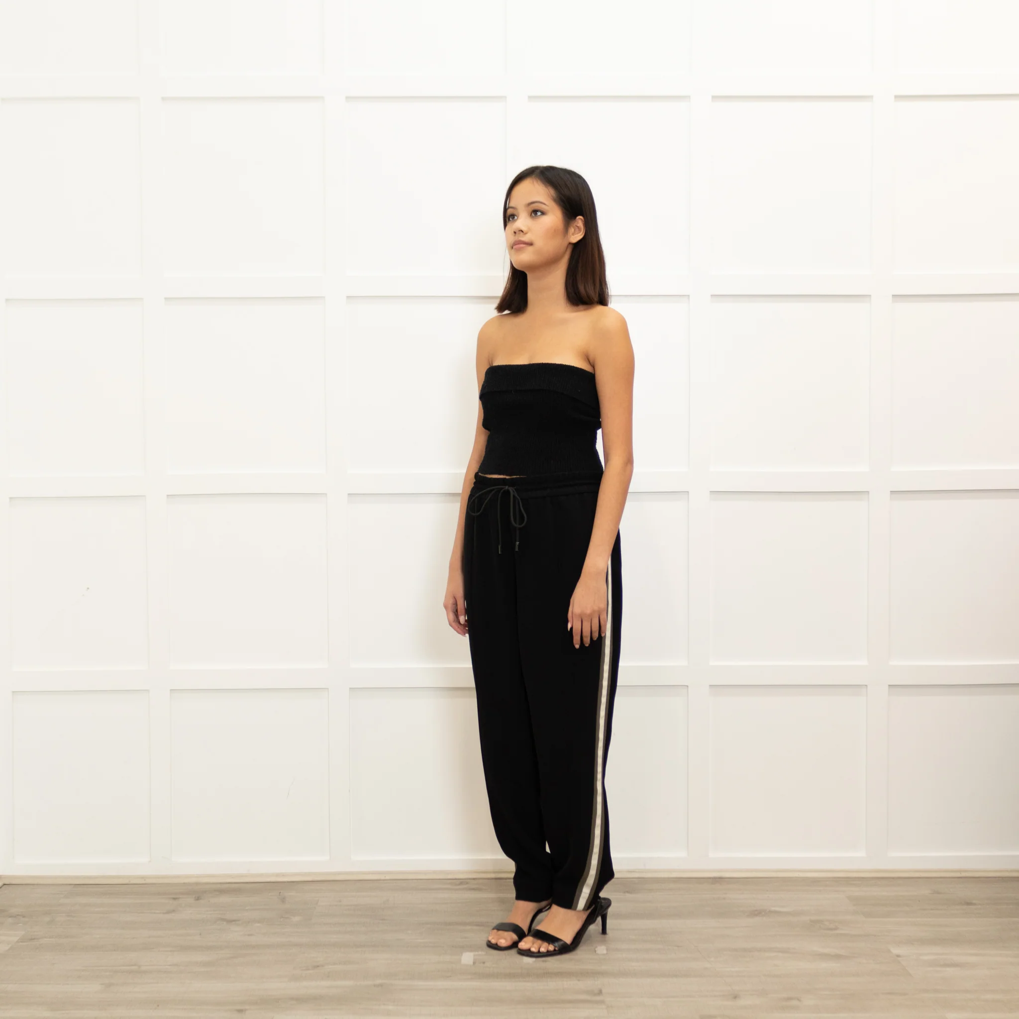 Me + Em Black Cream Side Stripe Joggers - Image 4