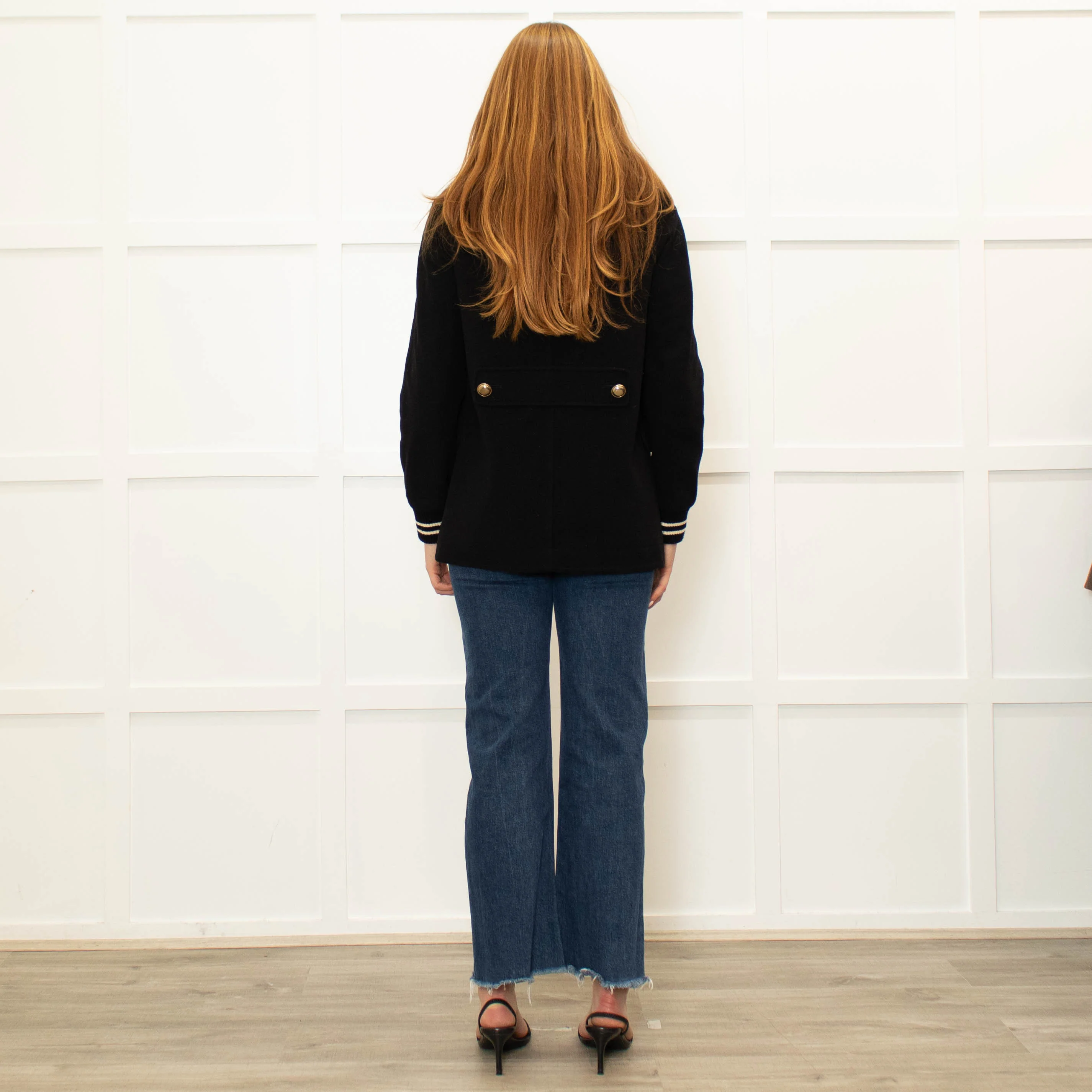 Me + Em Black Cream Trim Zip Up Long Jacket - Image 5