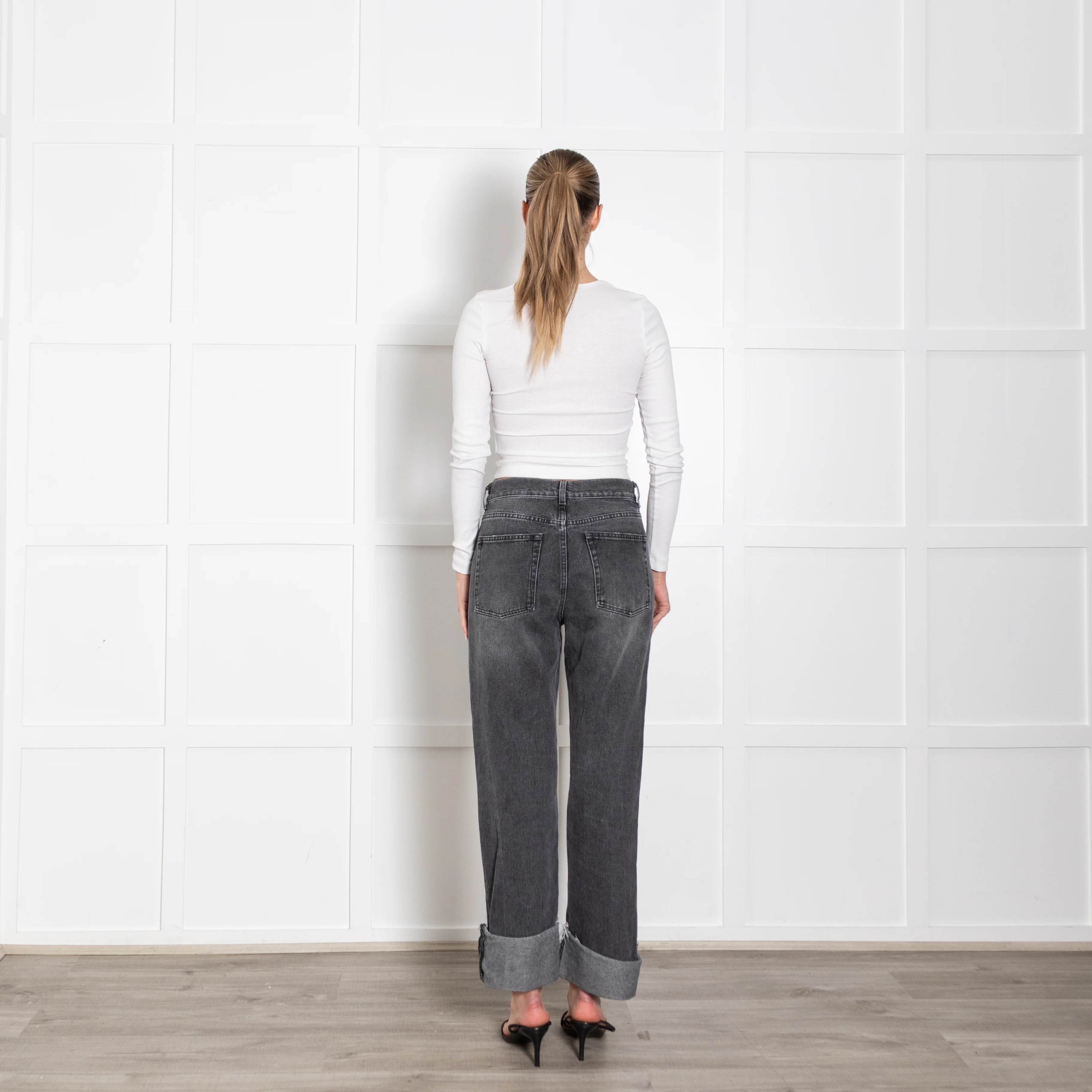 Me +Em Grey Denim Ankle Grazer Turn Up Hem Jeans - Image 5
