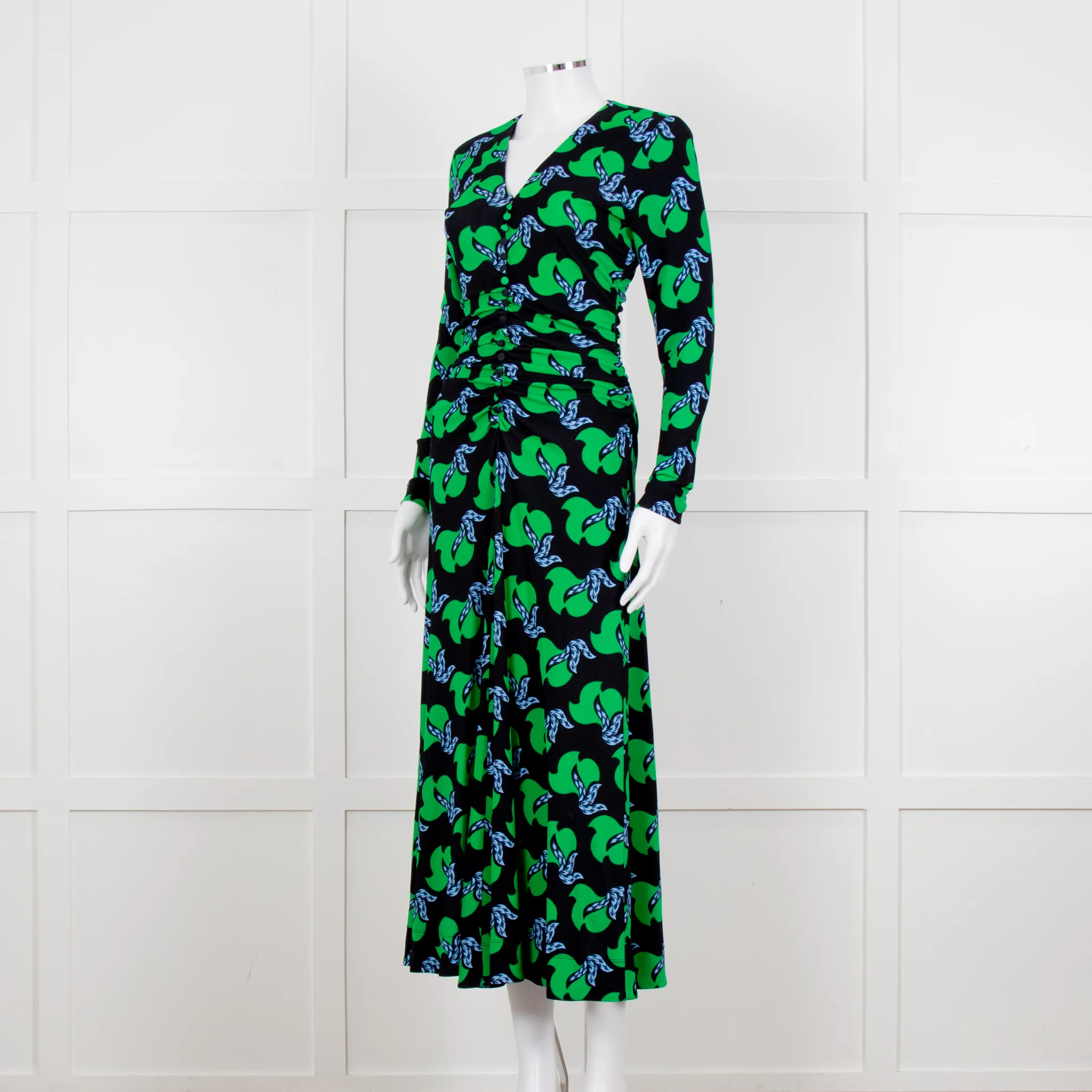 Me + Em Black Green Birds of Paradise Crepe Maxi Dress - Image 2
