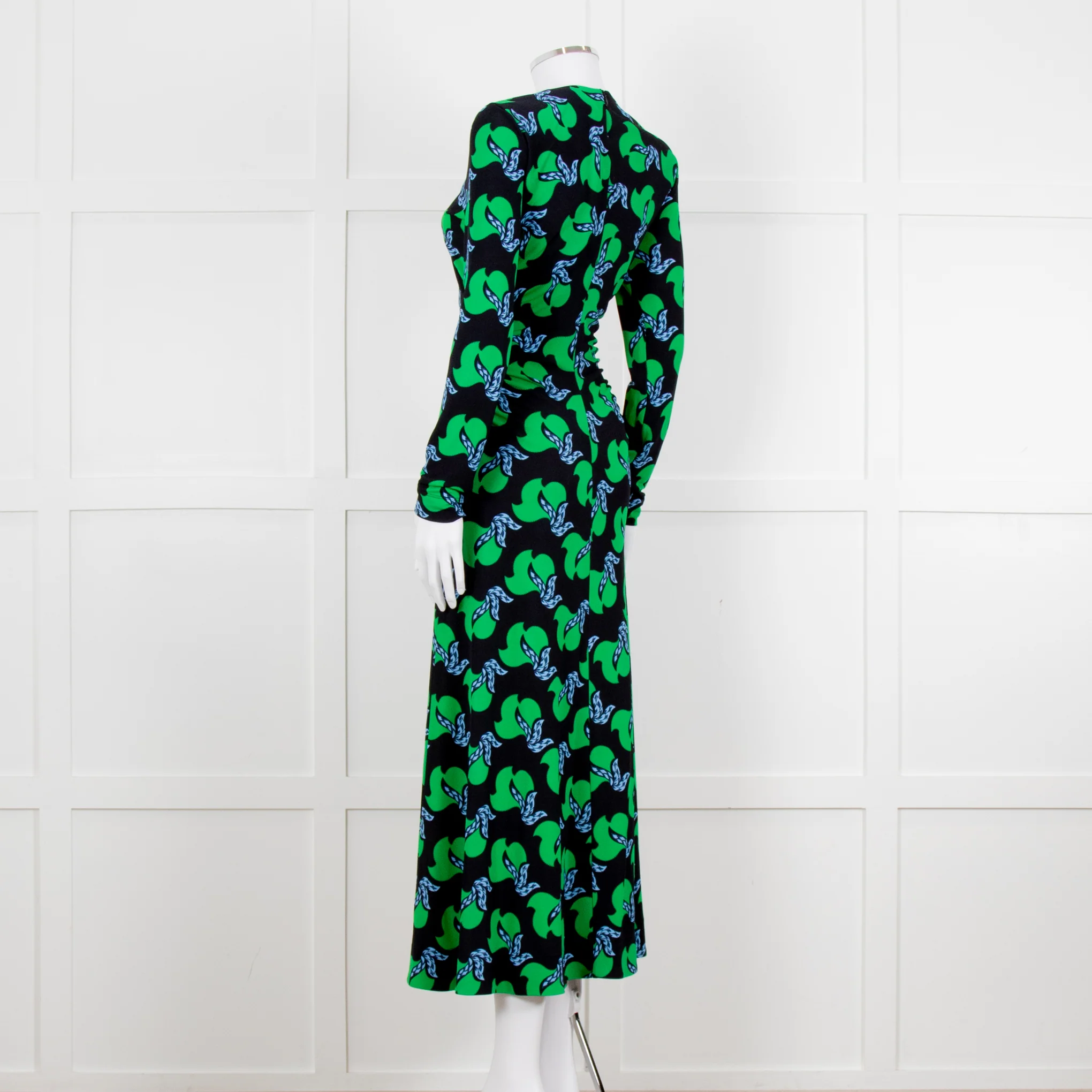 Me + Em Black Green Birds of Paradise Crepe Maxi Dress - Image 4