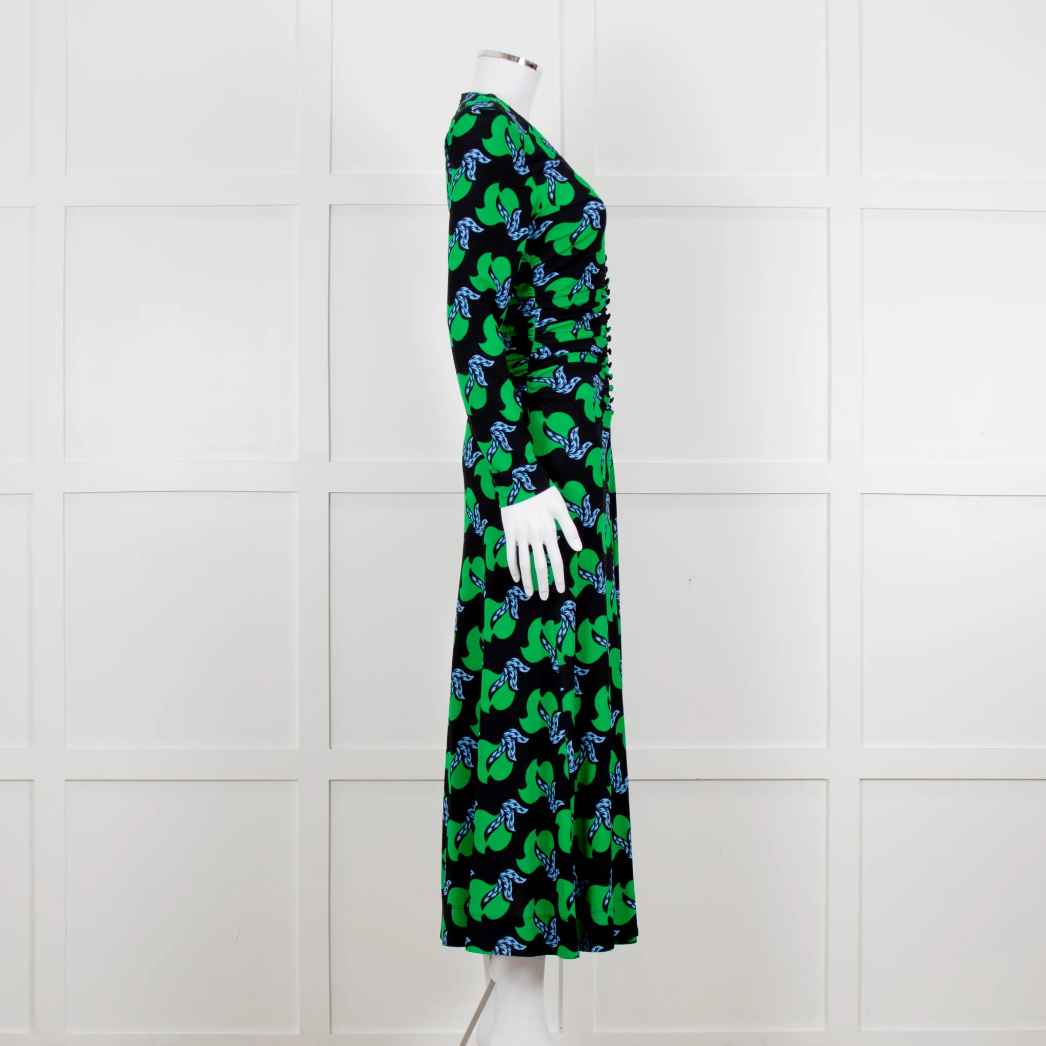 Me + Em Black Green Birds of Paradise Crepe Maxi Dress - Image 7