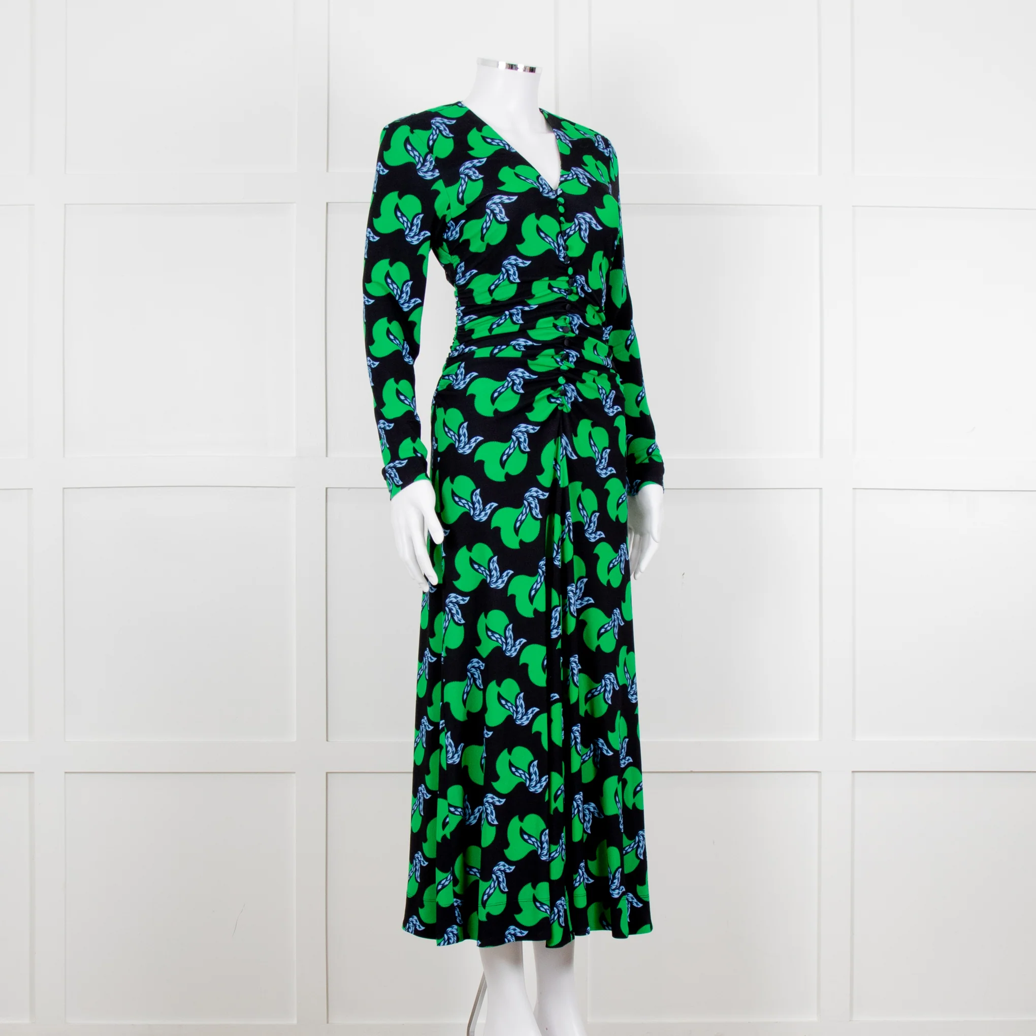 Me + Em Black Green Birds of Paradise Crepe Maxi Dress - Image 8
