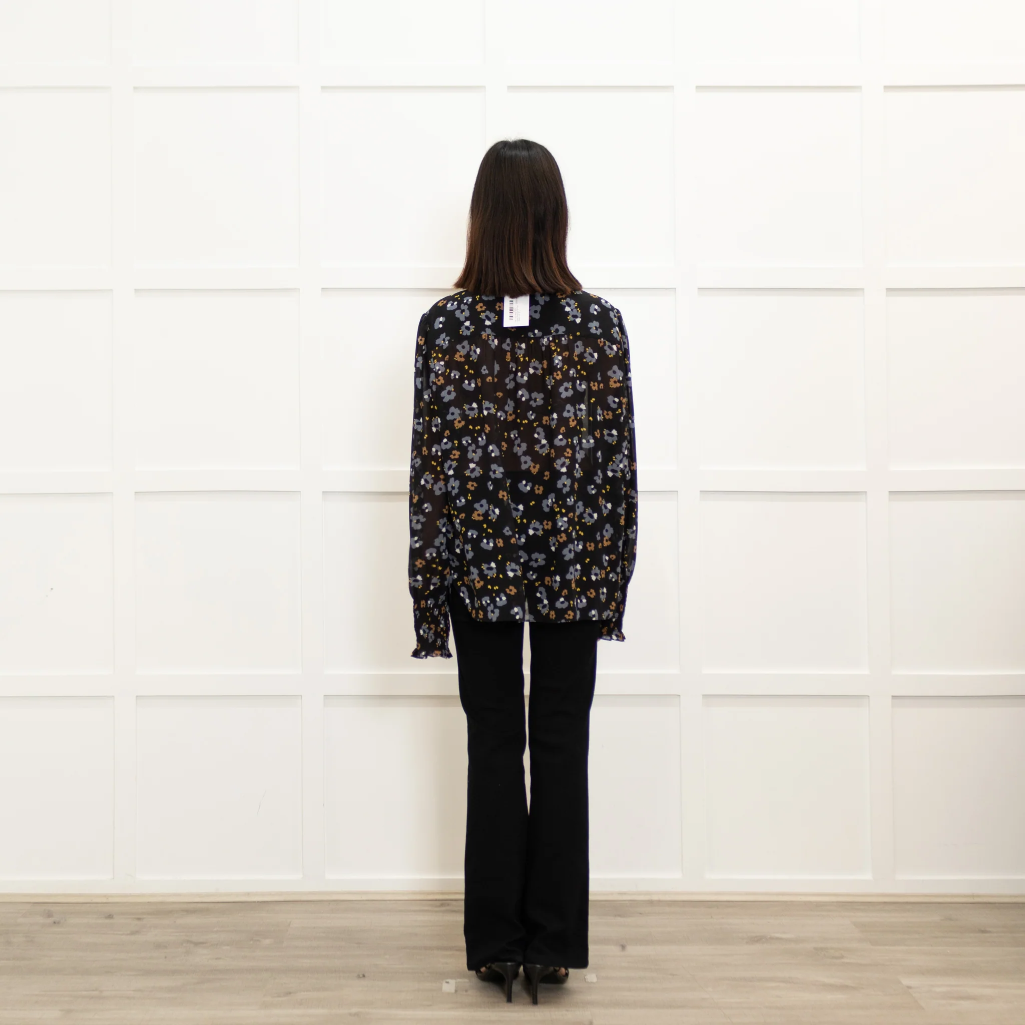 Me + Em Black Grey Brown Floral Zip Up Top - Image 5
