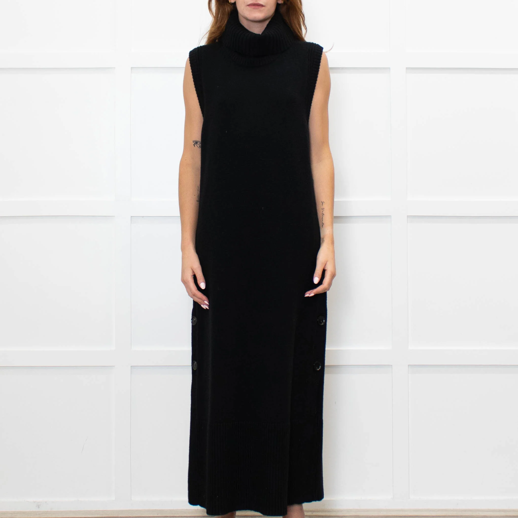Me + Em Black Knitted Midi Dress with Detachable Neck - Image 2