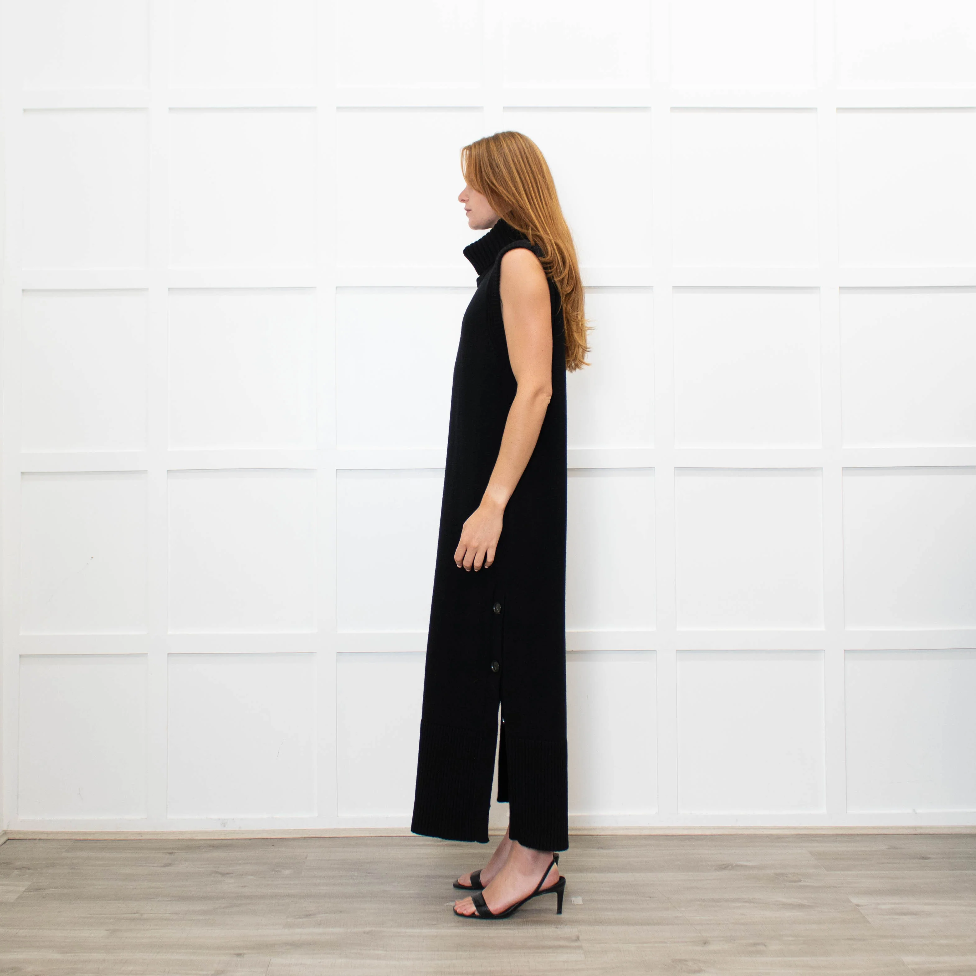Me + Em Black Knitted Midi Dress with Detachable Neck - Image 5