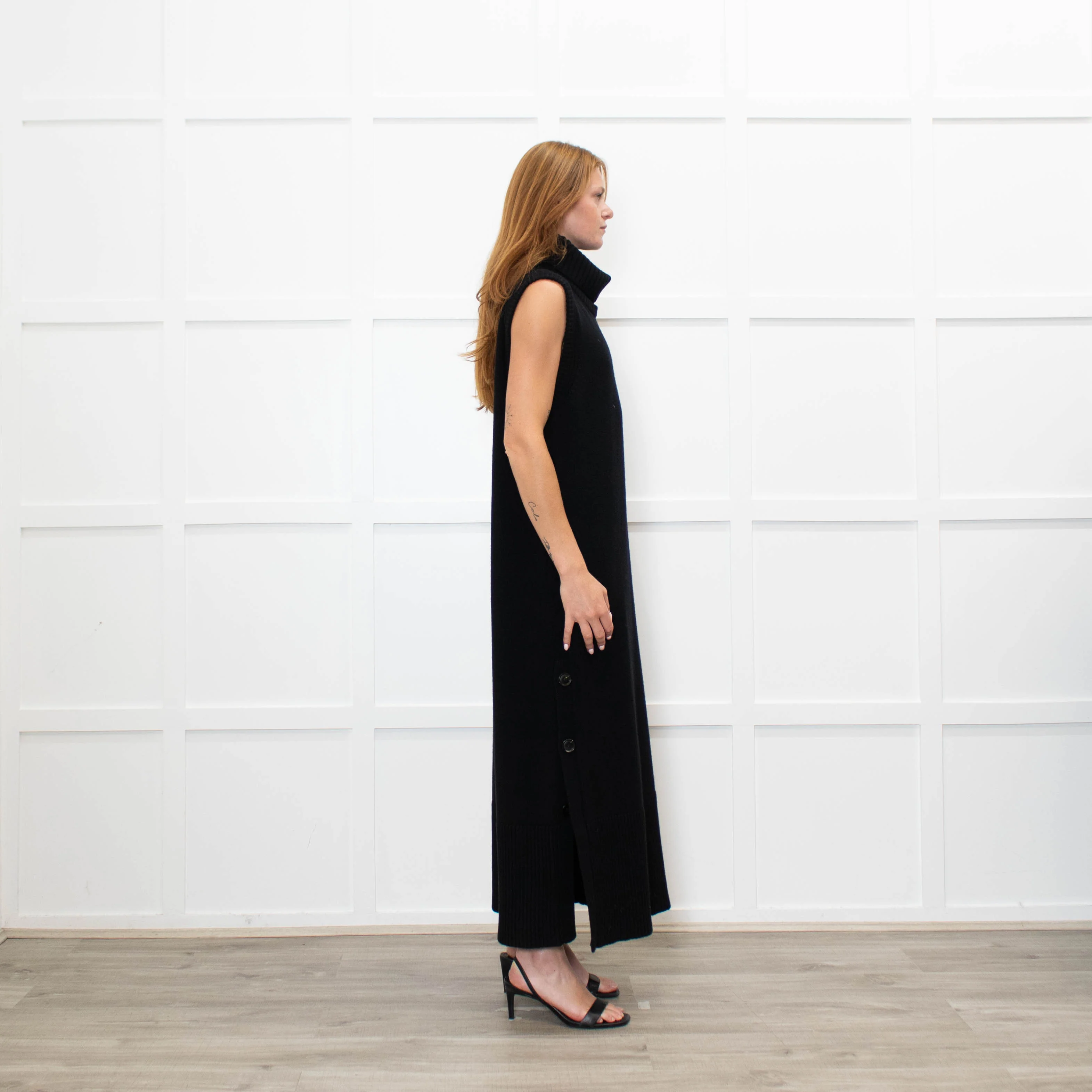 Me + Em Black Knitted Midi Dress with Detachable Neck - Image 7