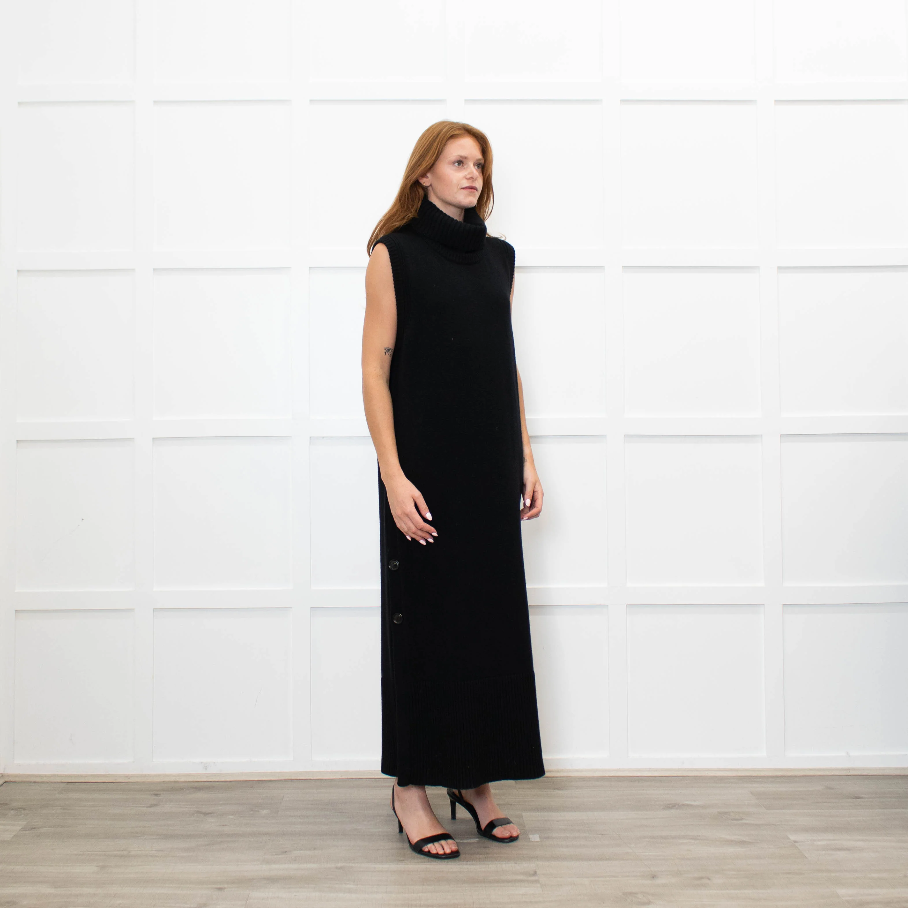 Me + Em Black Knitted Midi Dress with Detachable Neck - Image 8