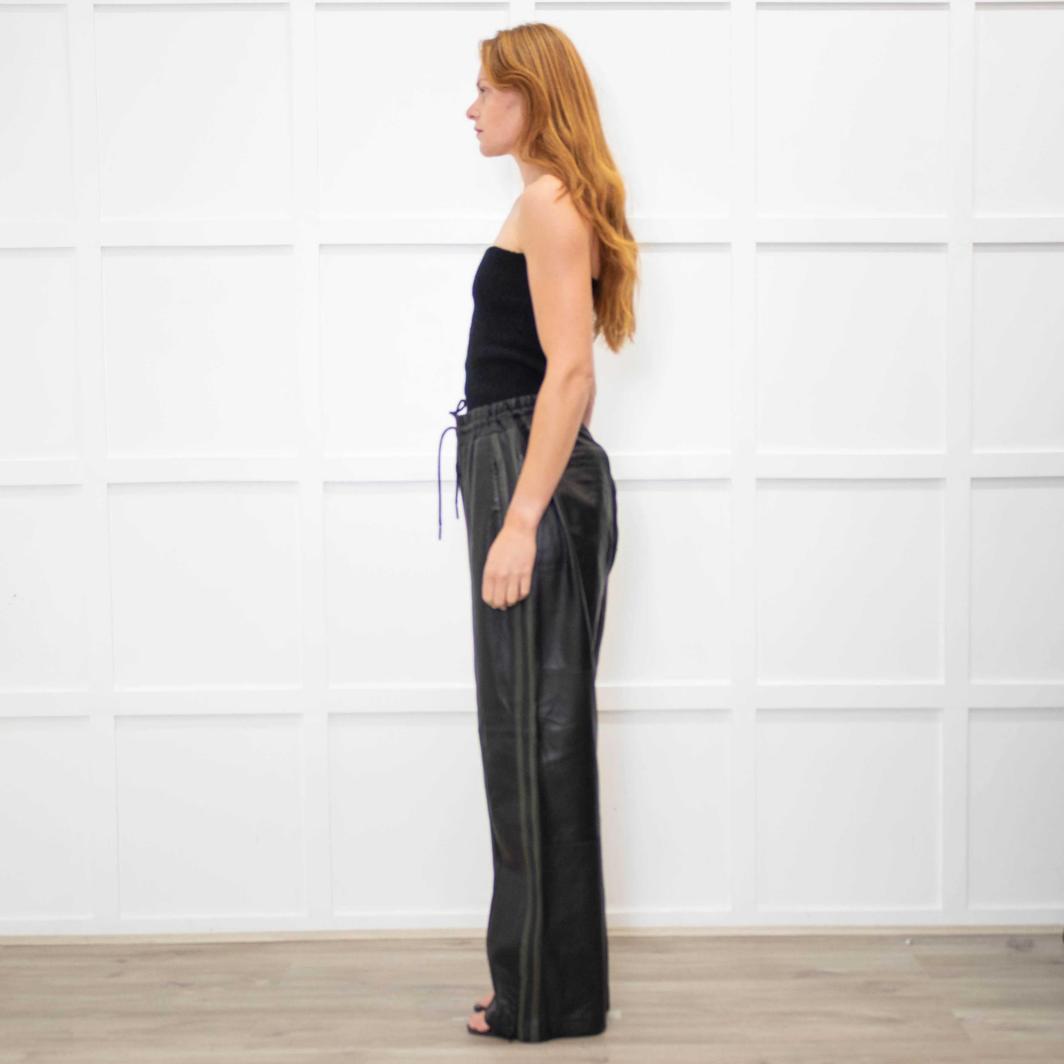 Me + Em Black Leather Jogger Style Trousers - Image 4