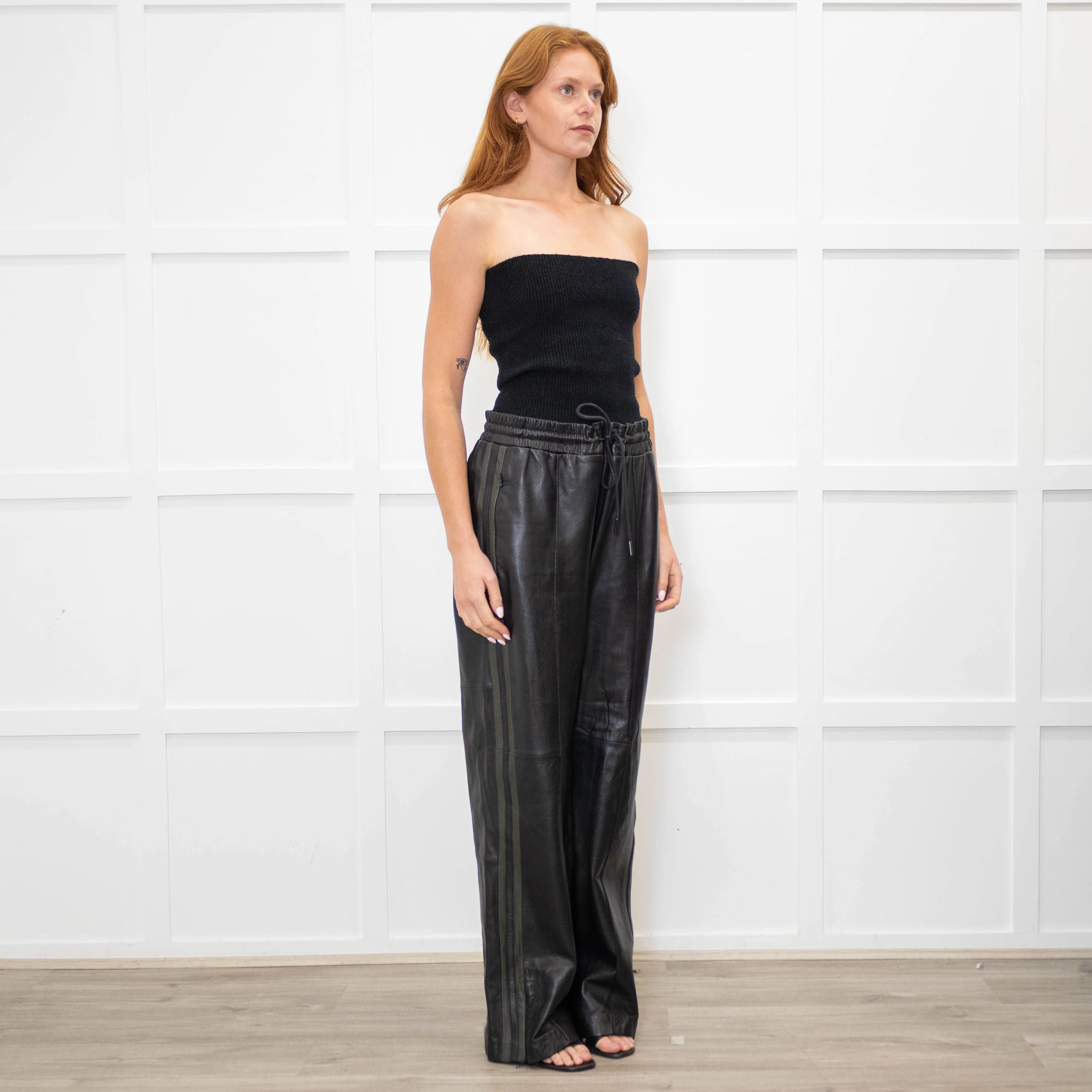 Me + Em Black Leather Jogger Style Trousers - Image 7