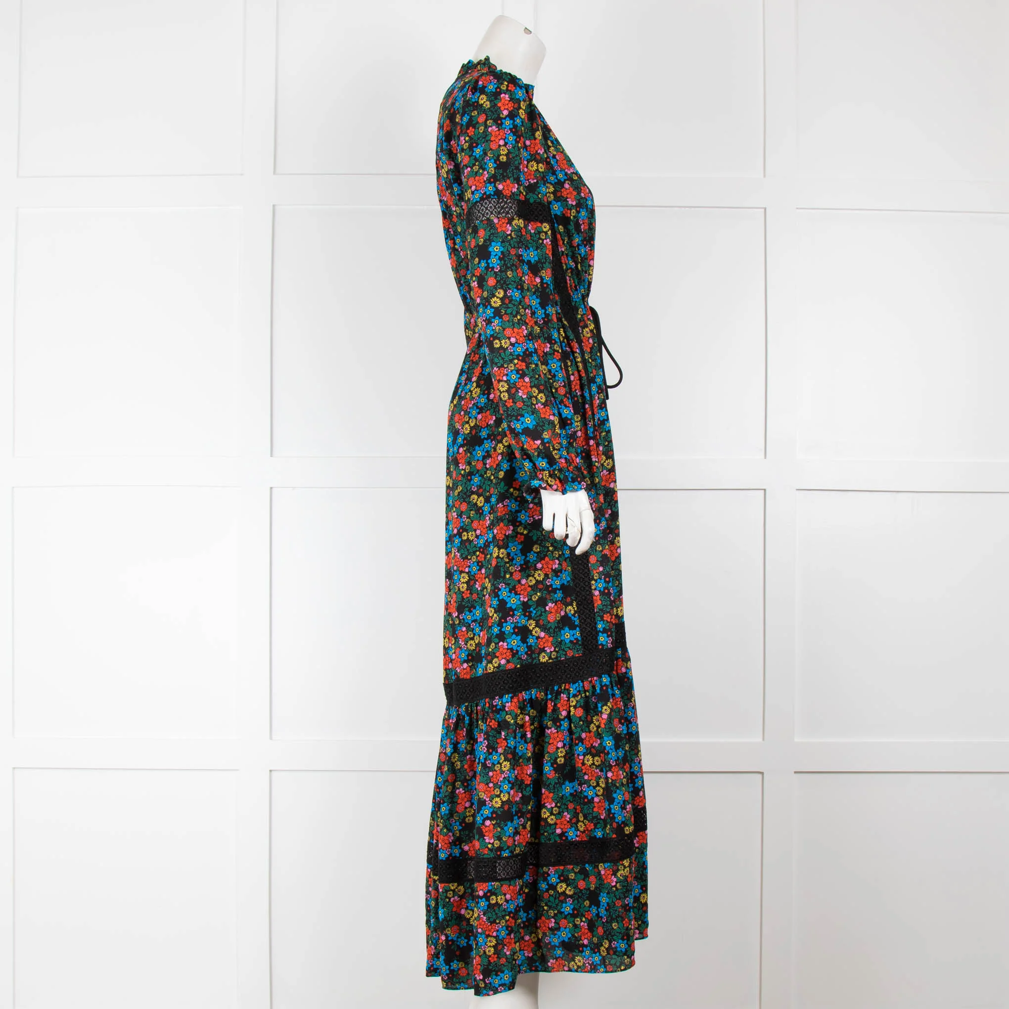 ME+EM Black Orange Floral Long Sleeve Maxi Dress - Image 2