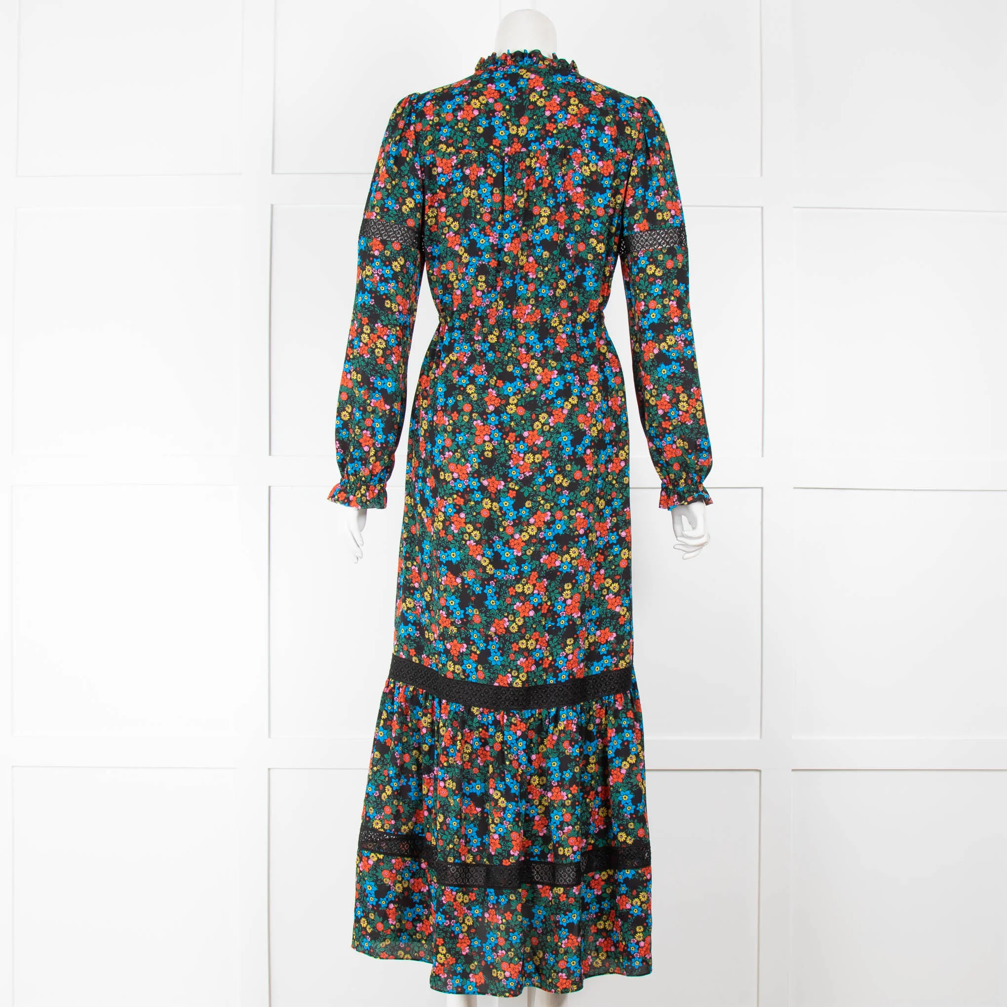 ME+EM Black Orange Floral Long Sleeve Maxi Dress - Image 3