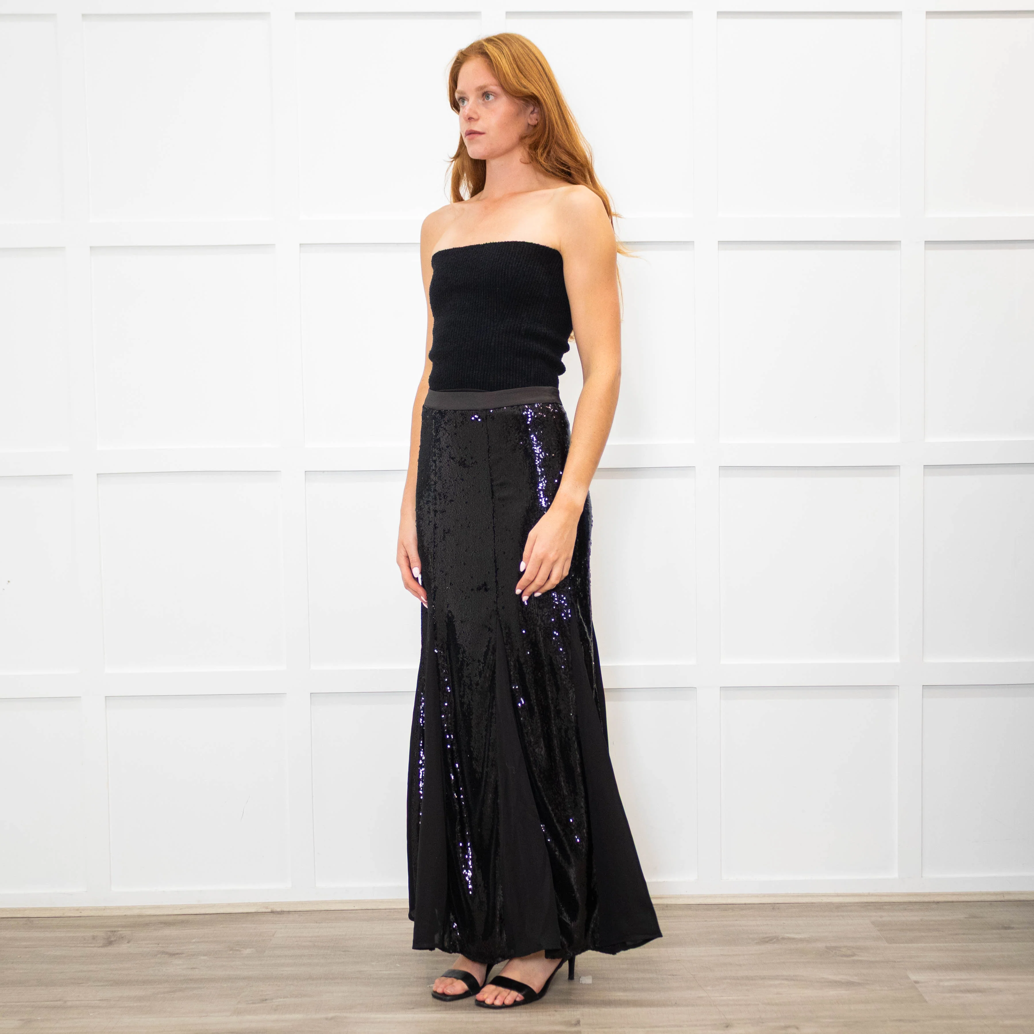 Me + Em Black Sequinned Maxi Skirt - Image 3