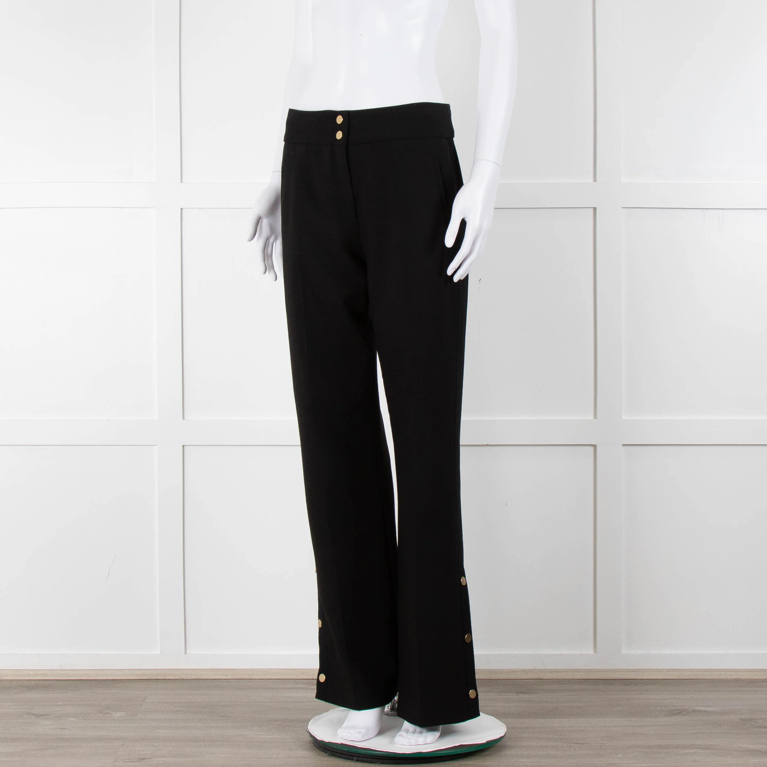 Me + Em Black Side Ribbon Gold Button Wide Leg Trousers - Image 8