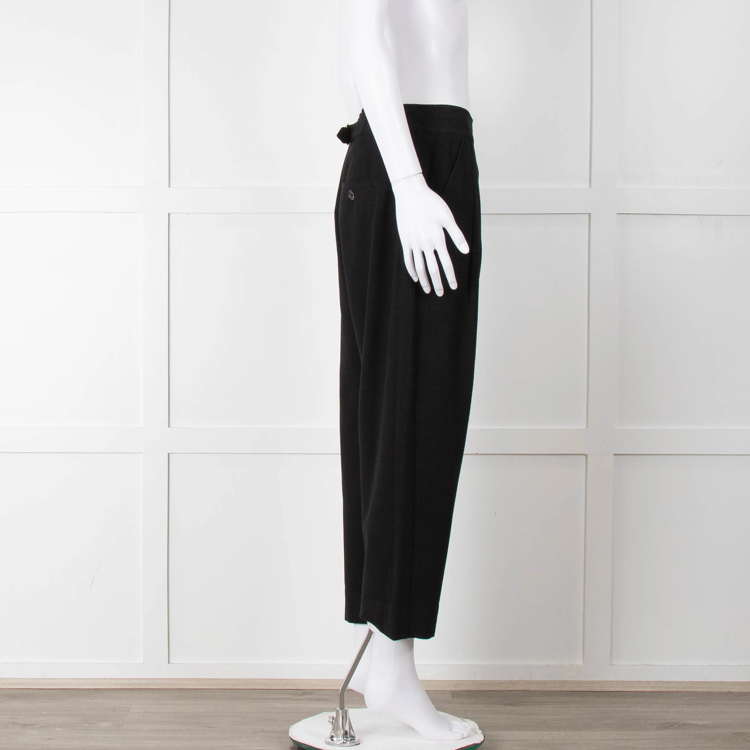 ME + EM Black Side Zip Back Buckle Trousers - Image 3