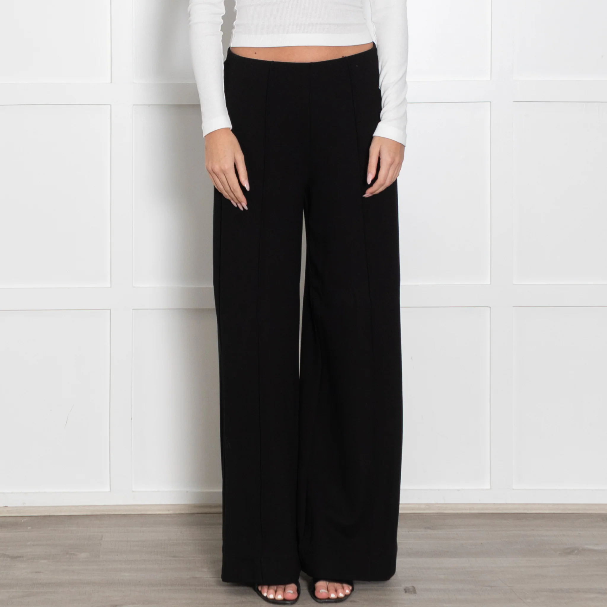 Me + Em Black Stretch Trousers With Side Concealed  Zip - Image 2