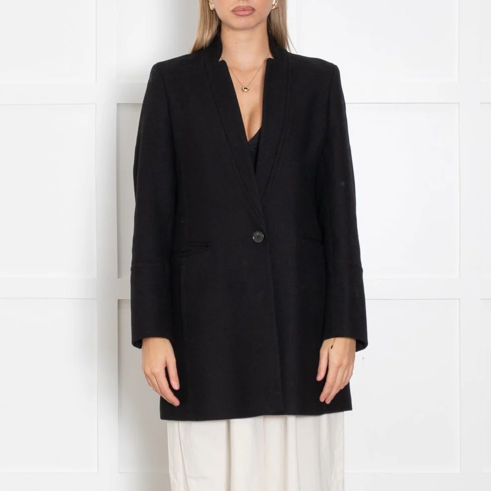 Me & Em Black Textured Wool Blend Coat - Image 2
