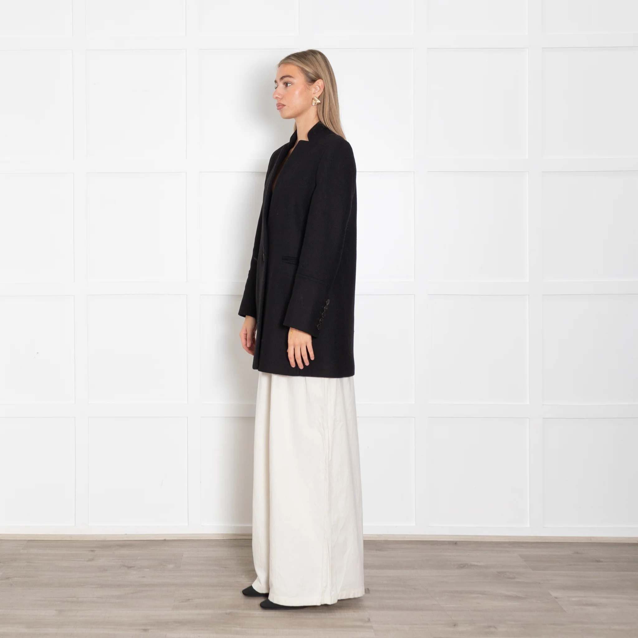Me & Em Black Textured Wool Blend Coat - Image 3