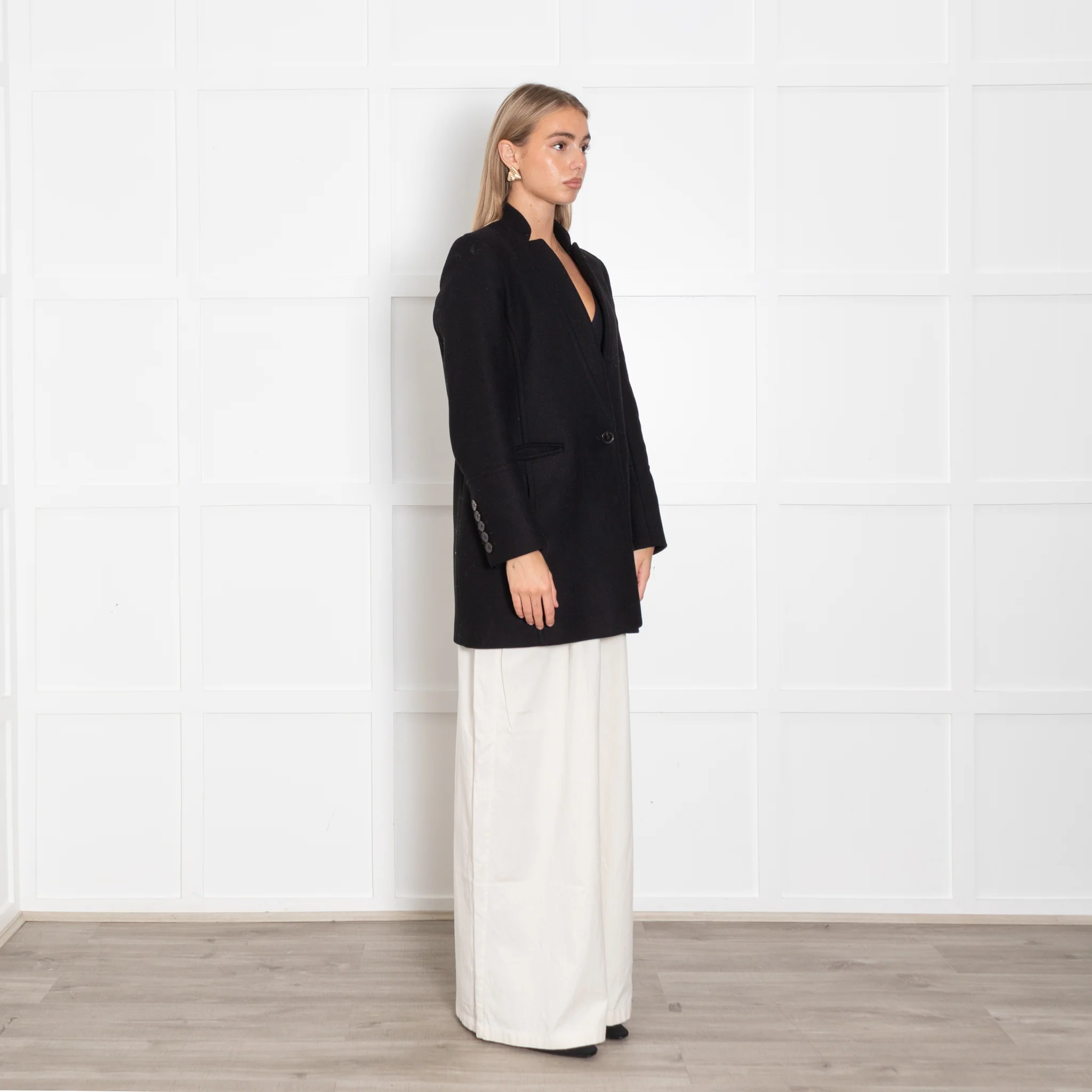 Me & Em Black Textured Wool Blend Coat - Image 7