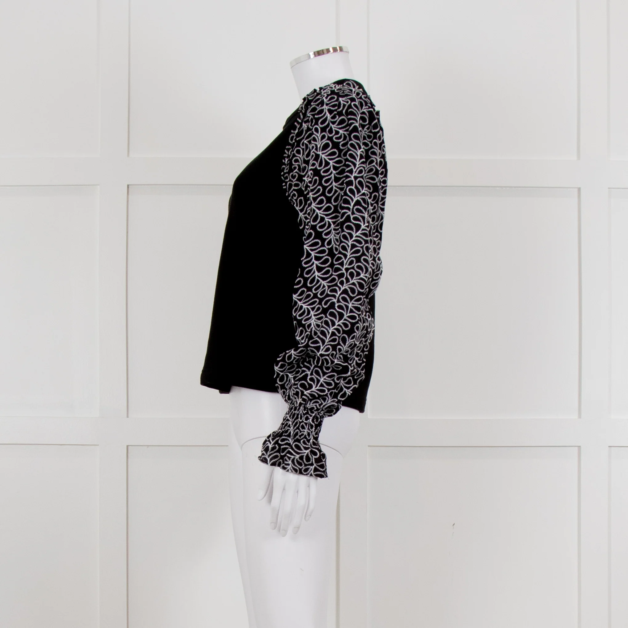 Me + Em Black White Embroidered Sleeves Sweatshirt - Image 3