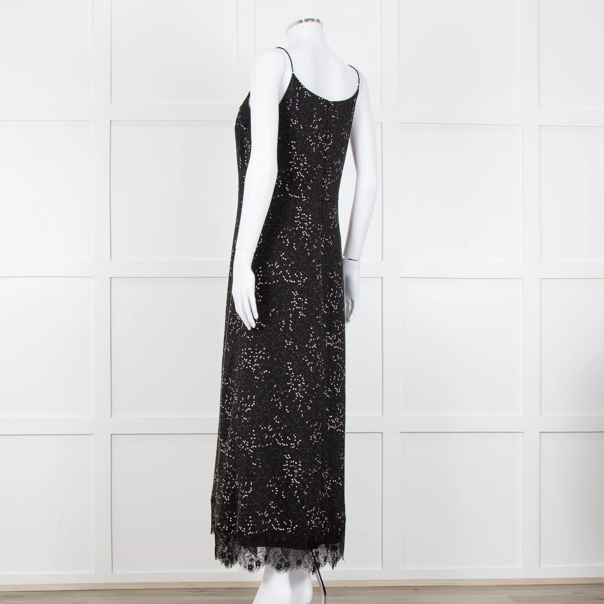 Me + Em Black White Green Dots Lace Trim Sleeveless Dress - Image 4